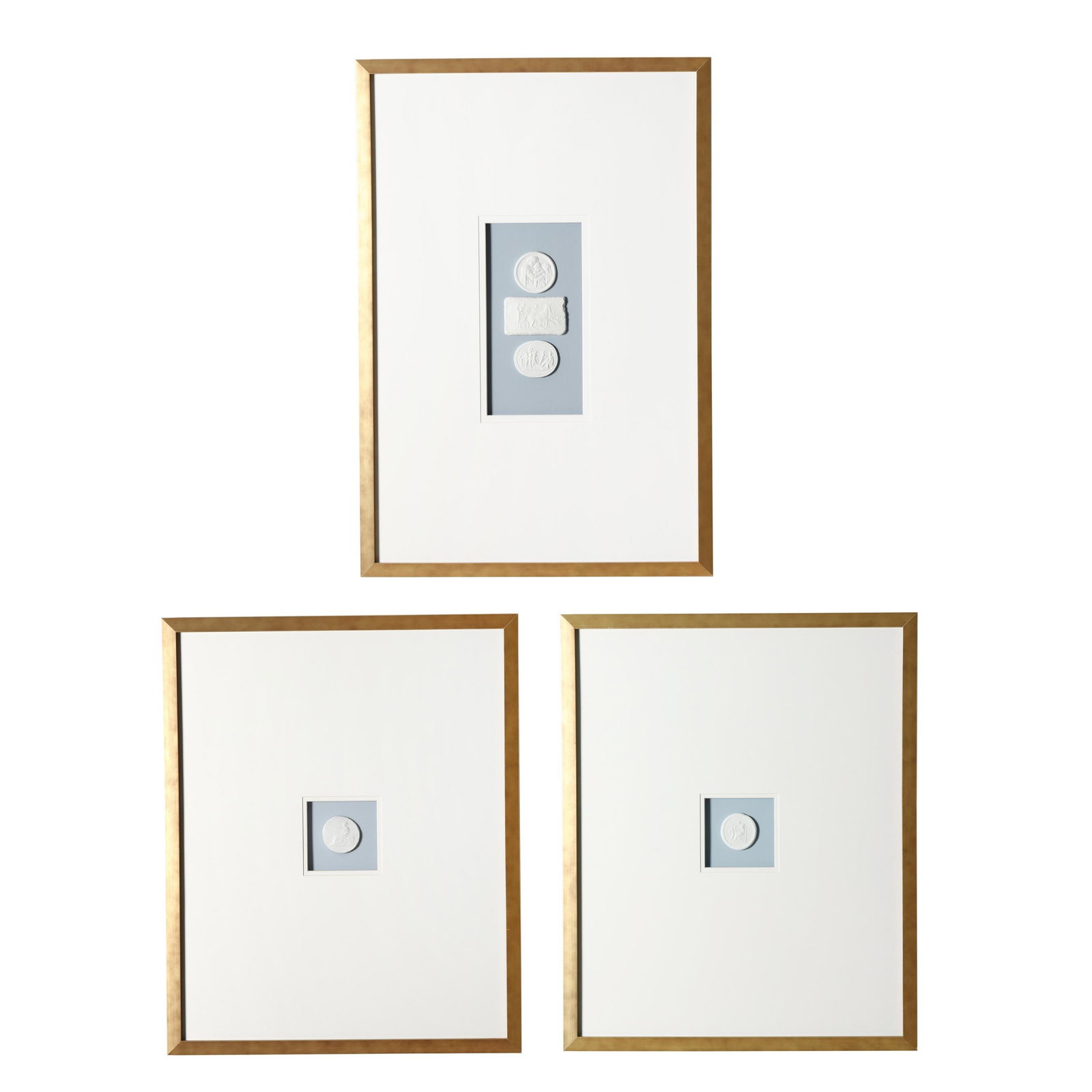 Framed Set of Three Mounted Plaster Intaglios (1 of 9)