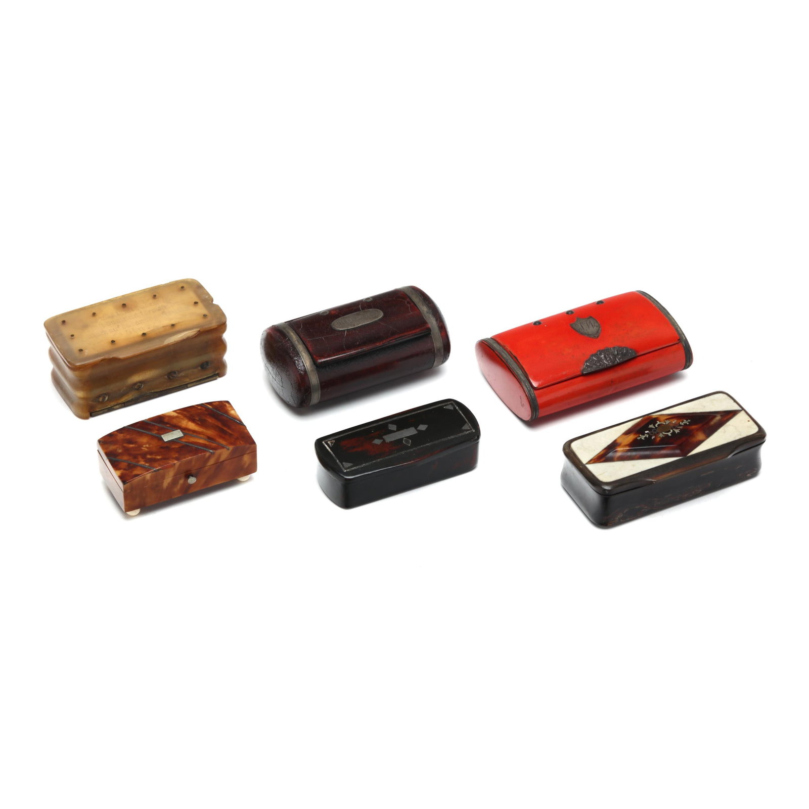 Six 19th Century Continental Inlaid Snuff Boxes (1 of 8)