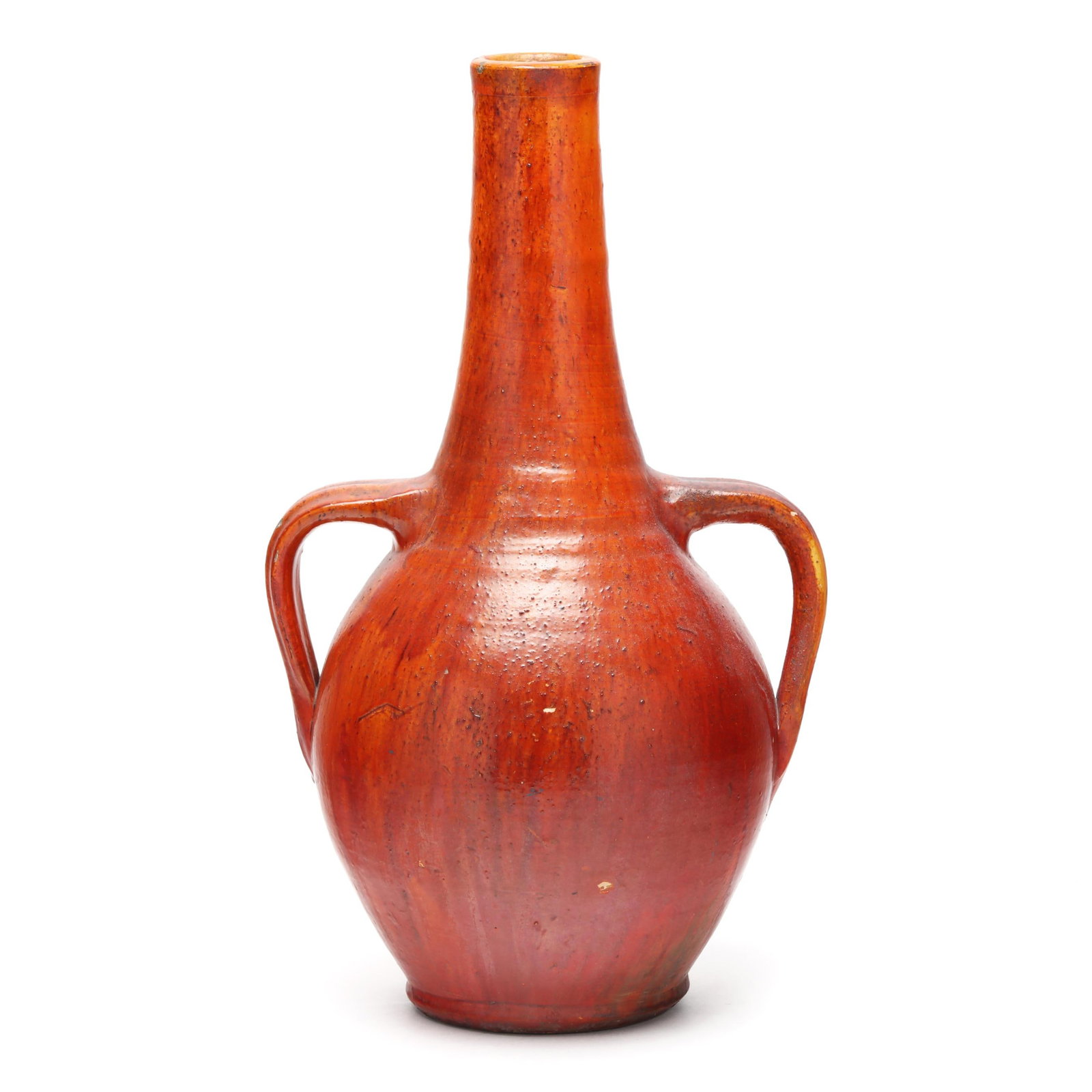 Attributed to J.B. Cole Pottery (Steeds, NC), Tall Chrome Red Bottle Vase (1 of 6)