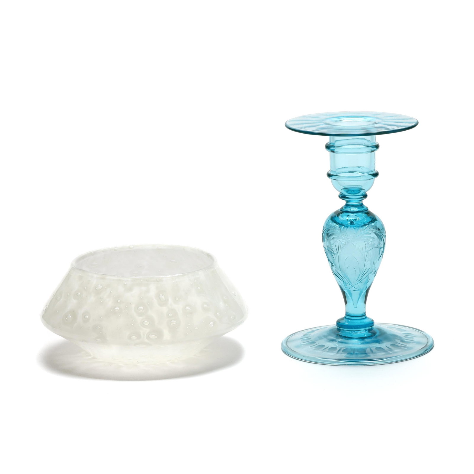 Steuben, Art Deco Cluthra Vase and Engraved Candlestick (1 of 8)