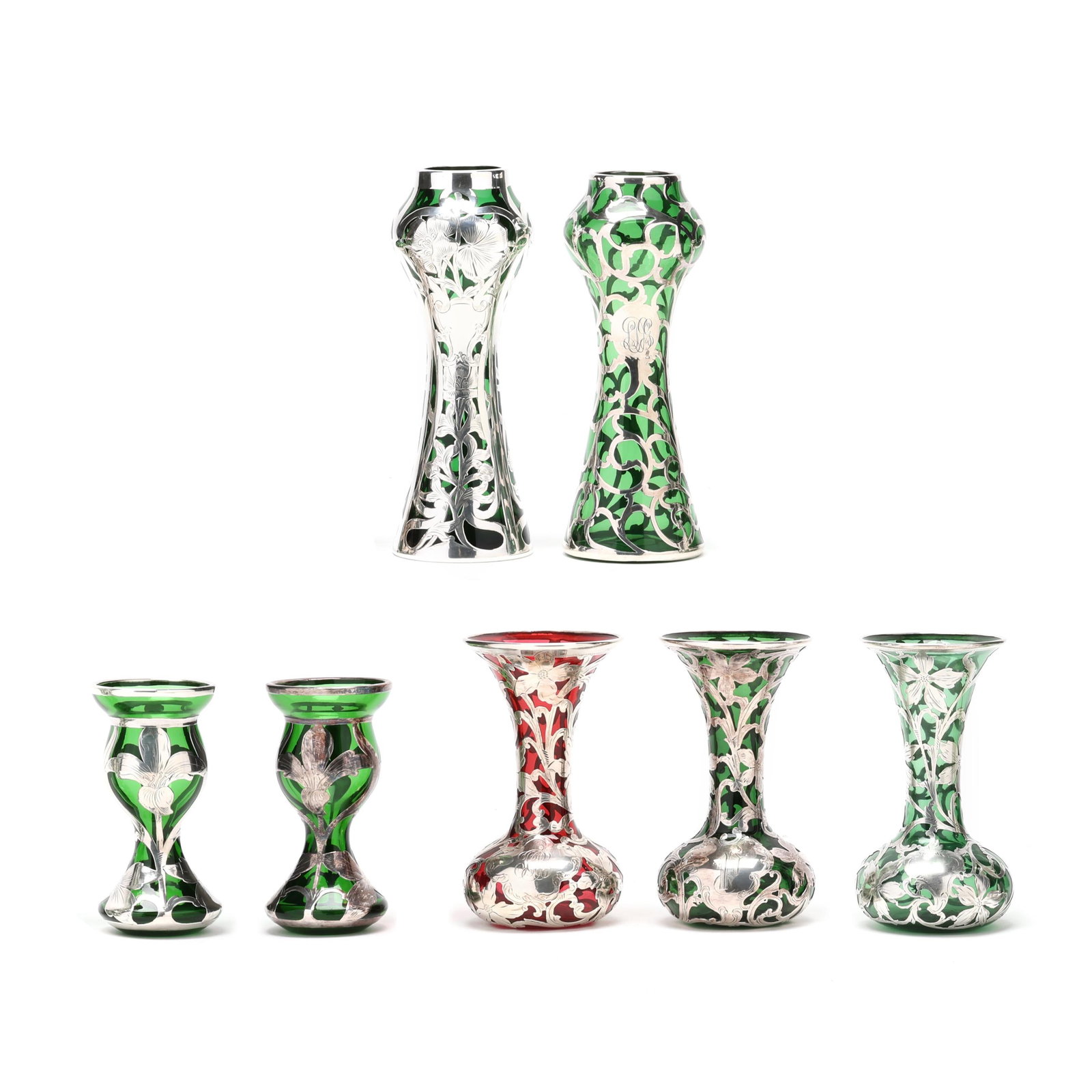 Seven Fine Silver Deposit Glass Vases (1 of 15)