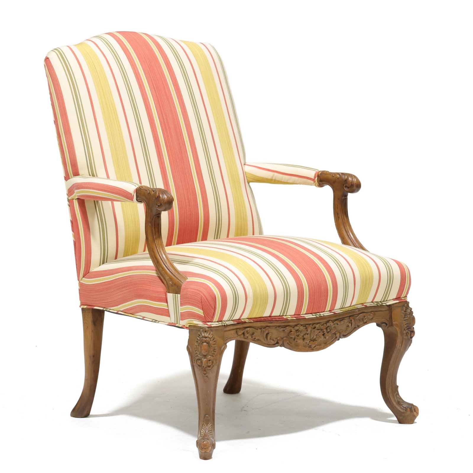 Louis XV Style Carved and Upholstered Library Chair (1 of 7)