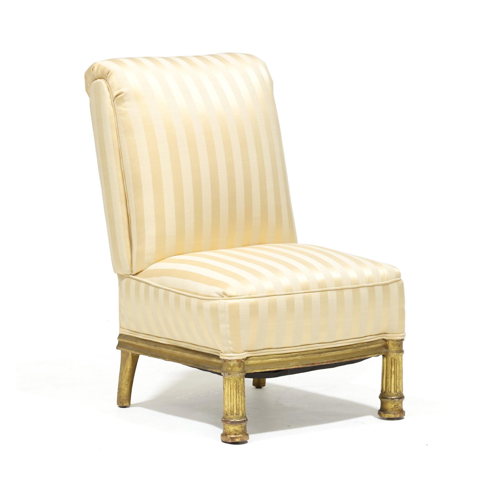 Louis XVI Style Gilt and Upholstered Slipper Chair (1 of 6)