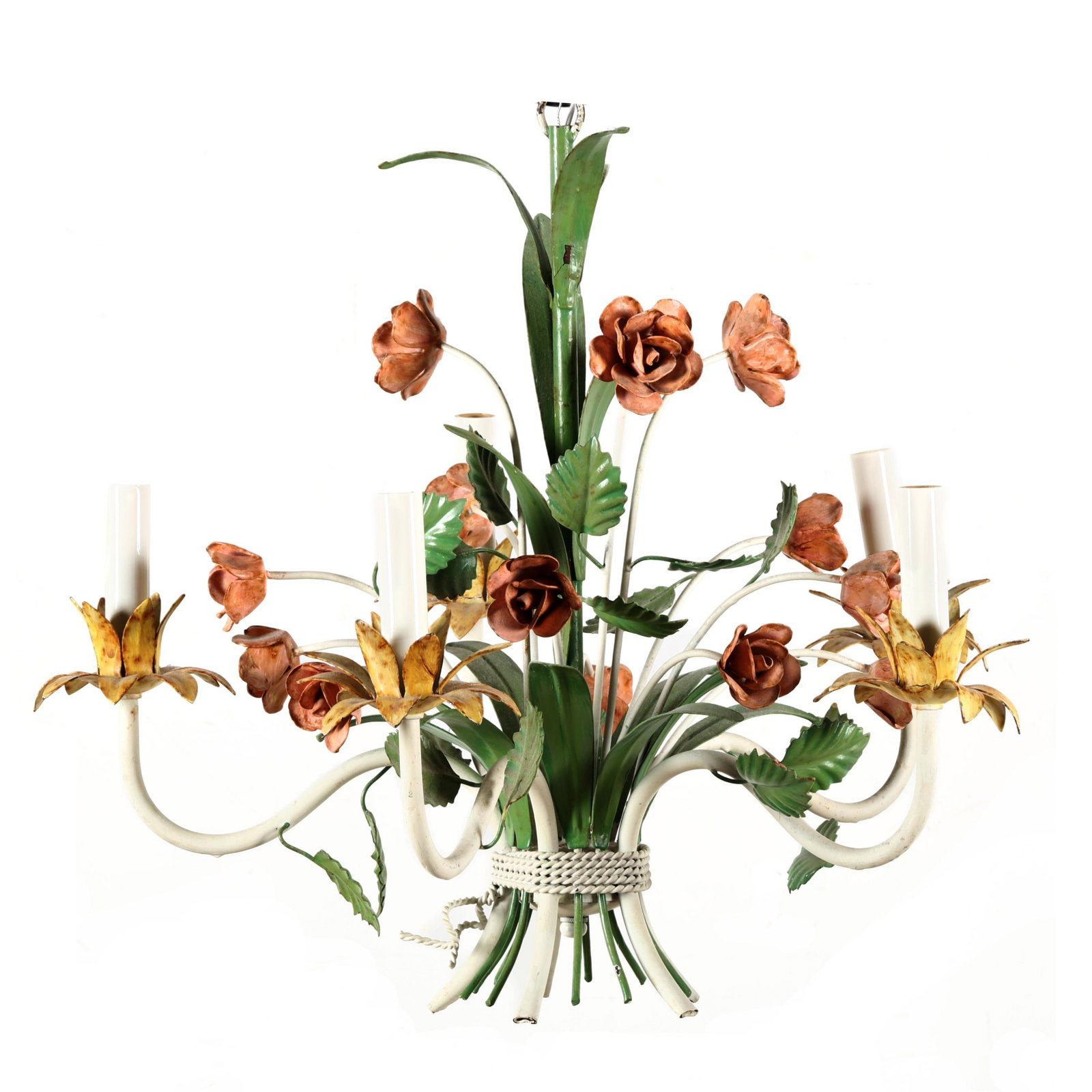 Tole Spring Floral Five-Light Chandelier (1 of 5)
