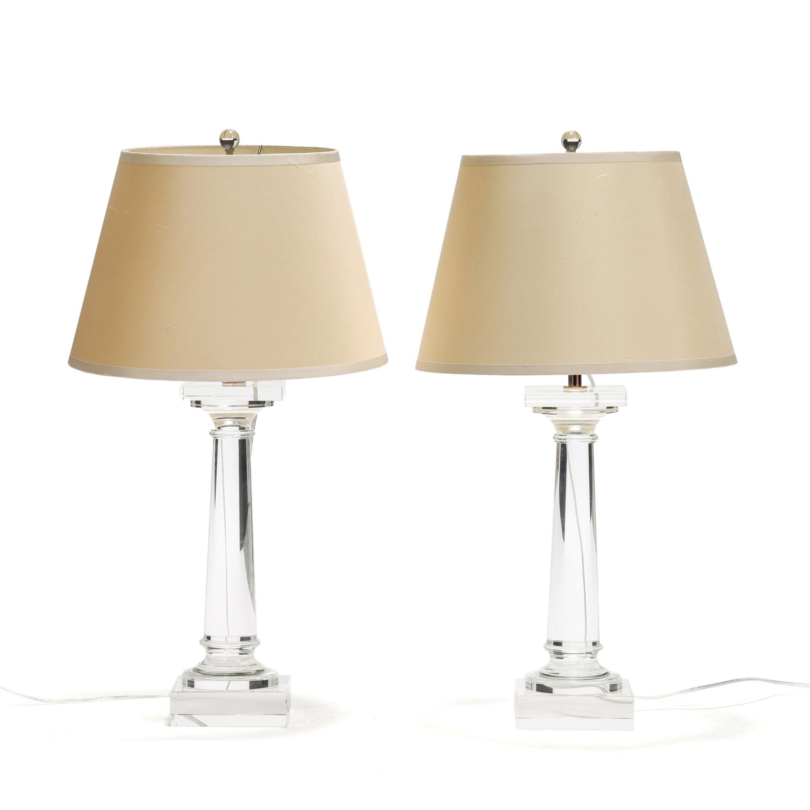 Restoration Hardware, Pair of Glass Column Table Lamps (1 of 9)