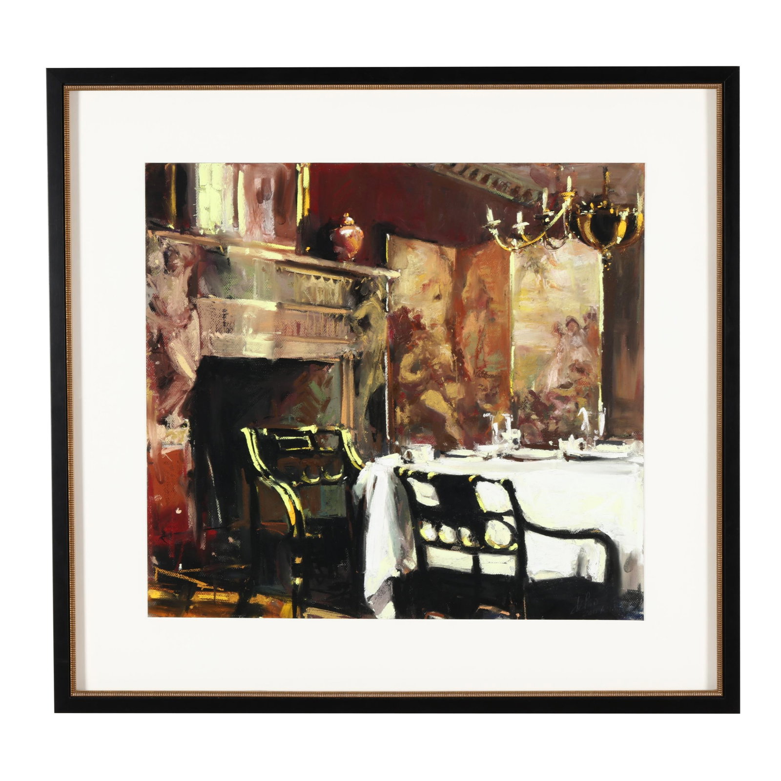 Jody dePew McLeane (American), French Painted Screen with Sheraton Chairs: Jody dePew McLeane (American), French Painted Screen with Sheraton Chairs pastel on artist board, 2007, signed and dated at lower right, retaining gallery labels to verso and gallery paperwork, presen