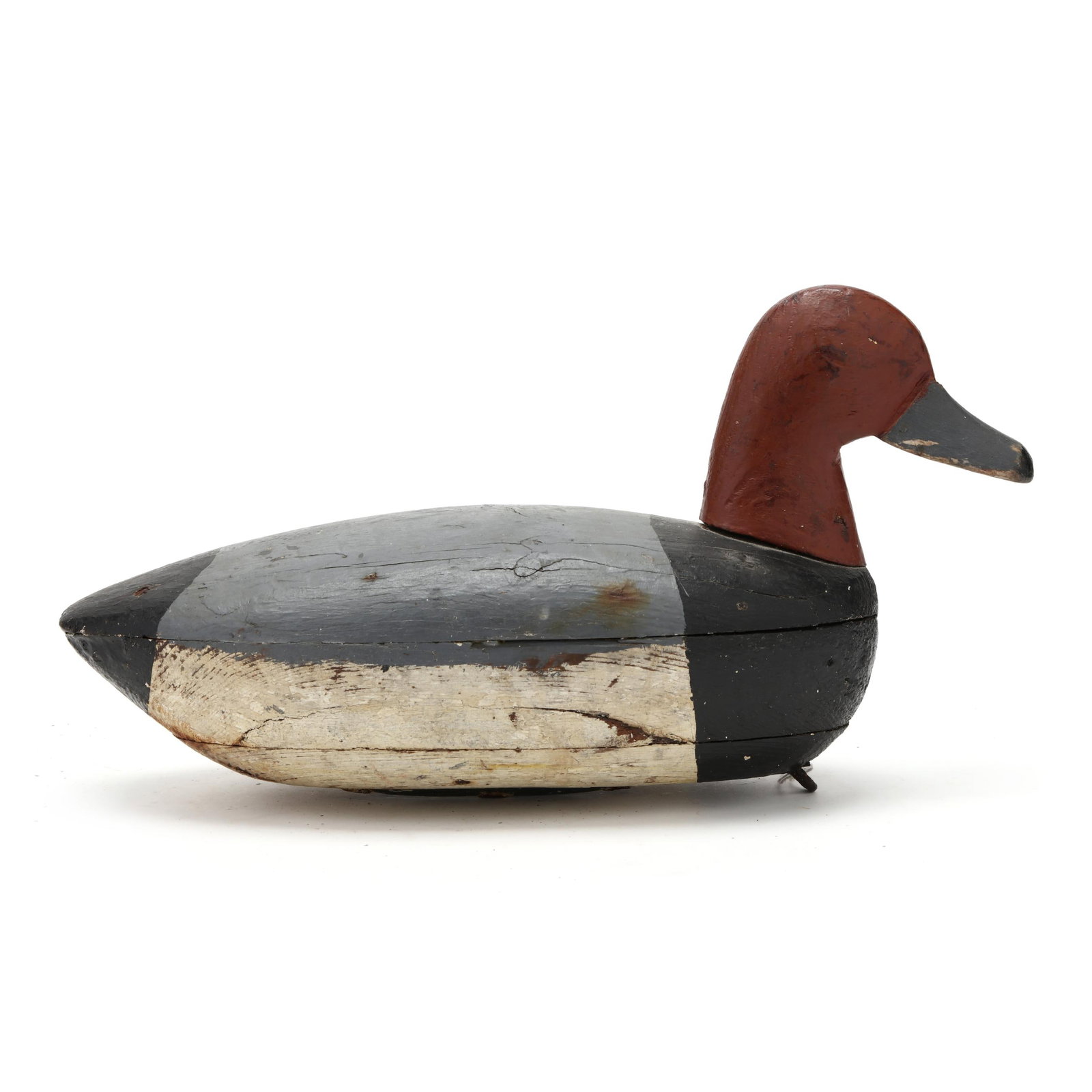Irving Fulcher (NC, 1896-1982), Redhead: Irving Fulcher (NC, 1896-1982), Redhead Stacy, North Carolina, circa 1940s, carved and painted wood, Whitehurst ballast. Length 15 in. x 8 x 5.5 Three piece laminated body. Additional high-resolution 