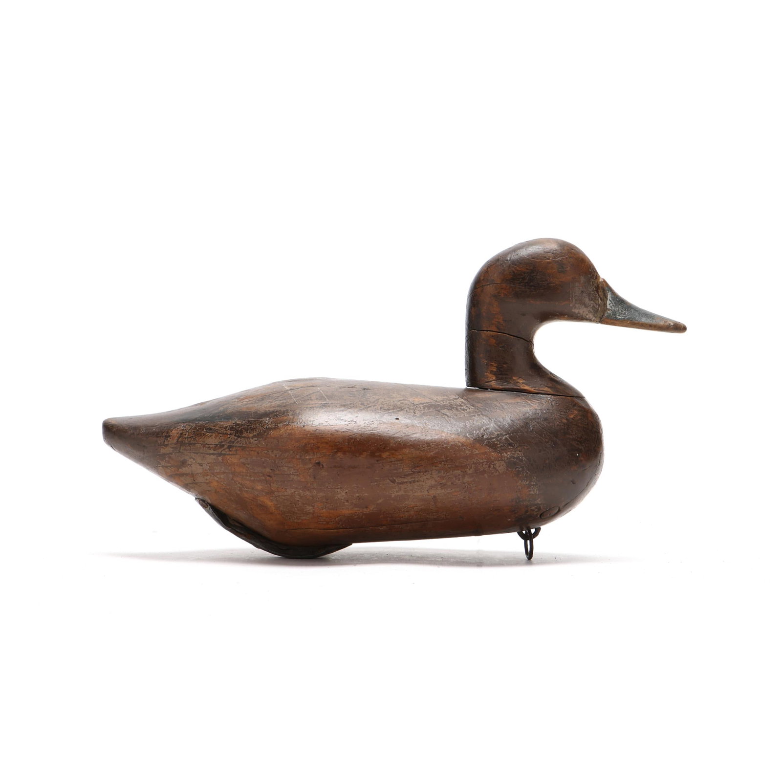 Bob McGaw (MD, 1879-1958), Hen Bluebill: Bob McGaw (MD, 1879-1958), Hen Bluebill Havre de Grace, Maryland, circa 1930s, carved and painted wood, dog bone ballast. Length 13.25 in. x 7.5 x 6 From a Private Collection donated to benefit the co