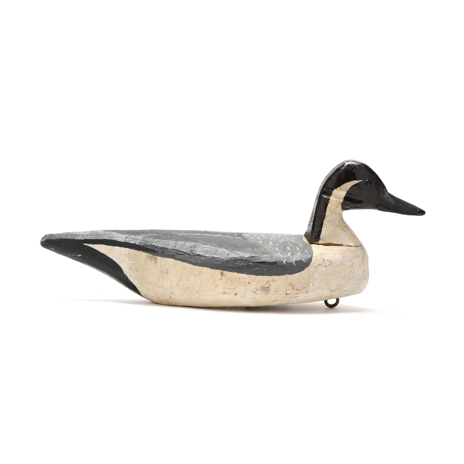 Captn John Smith (MD, 1871-1959), Pintail: Captn John Smith (MD, 1871-1959), Pintail Ocean City, Maryland, circa 1930s, carved and painted wood, tack eyes. Length 17.5 in. x 7.5 x 6 From a Private Collection donated to benefit the conservation