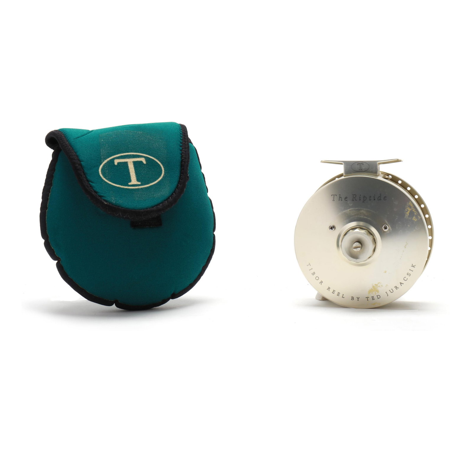 Tibor "The Riptide" Fly Reel: Tibor "The Riptide" Fly Reel Reel, line, and pouch, LHW. Reel diameter 4 in. Additional high-resolution photos are available at www.lelandlittle.com
