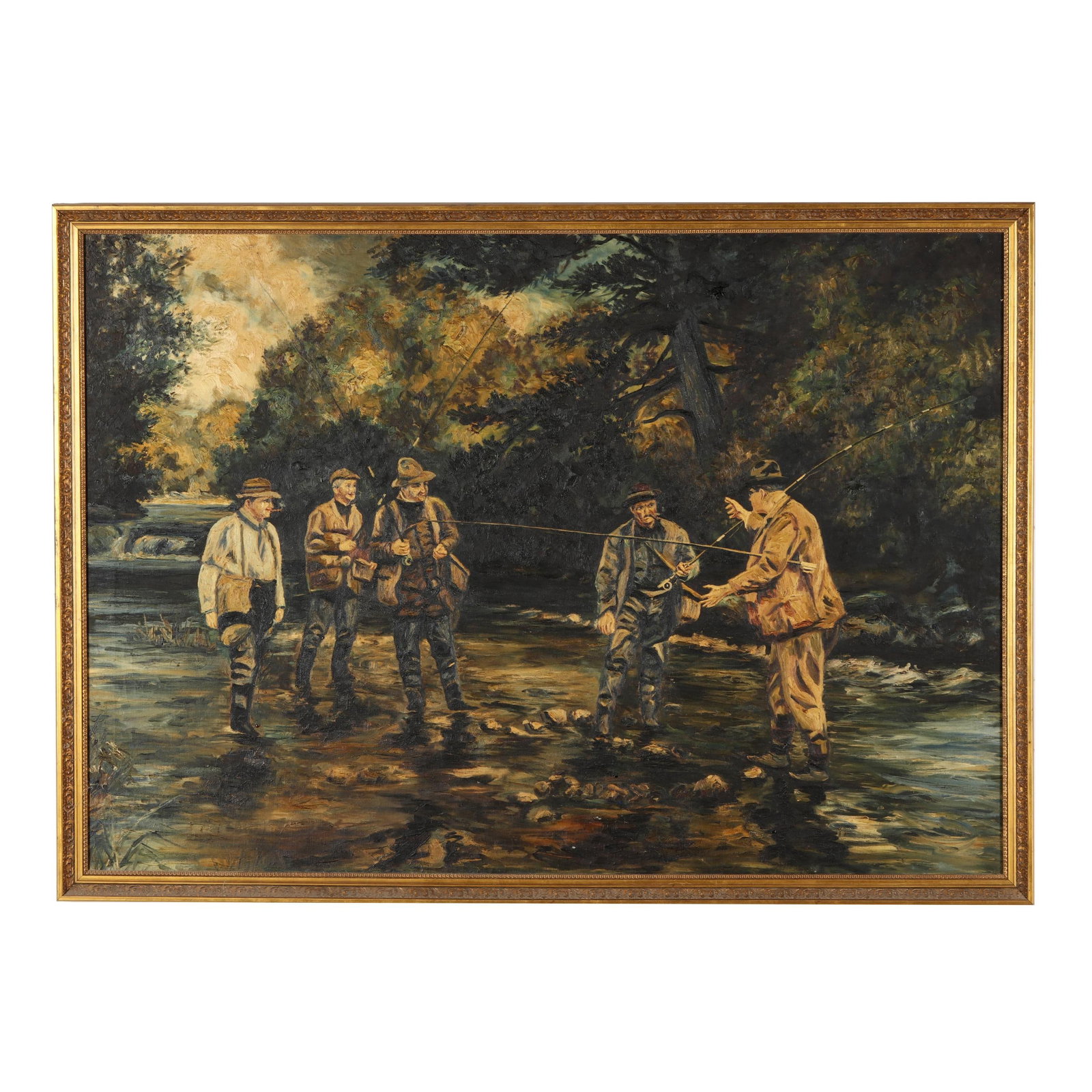 American School (Mid 20th Century), Large Fly Fishing Scene (1 of 4)