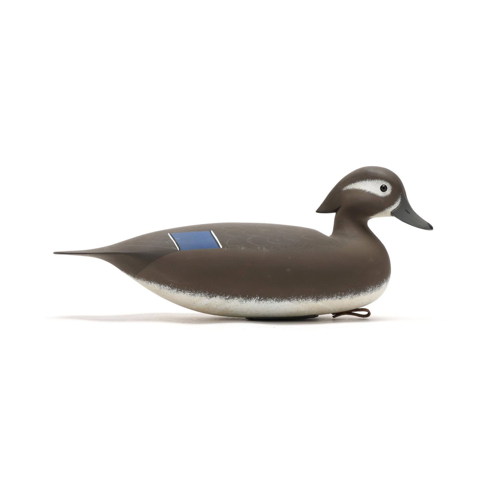 J.P. "Jamie" Hand (NJ, b. 1983), Hen Wood Duck: J.P. "Jamie" Hand (NJ, b. 1983), Hen Wood Duck New Jersey, circa 2015, carved and painted wood, glass eyes, branded J.P. HAND. Length 15 in. x 6 x 5.75. Slight head turn to the right. Additional high-