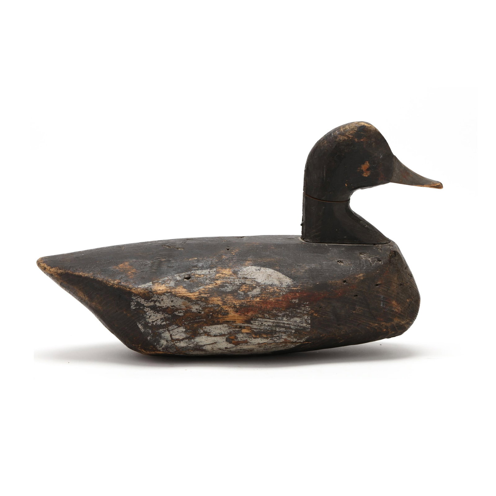Early Currituck Bluebill: Early Currituck Bluebill Corolla, North Carolina, circa 1930s, carved and painted wood. Length 15.5 in. x 9 x 7 Additional high-resolution photos are available at www.lelandlittle.com