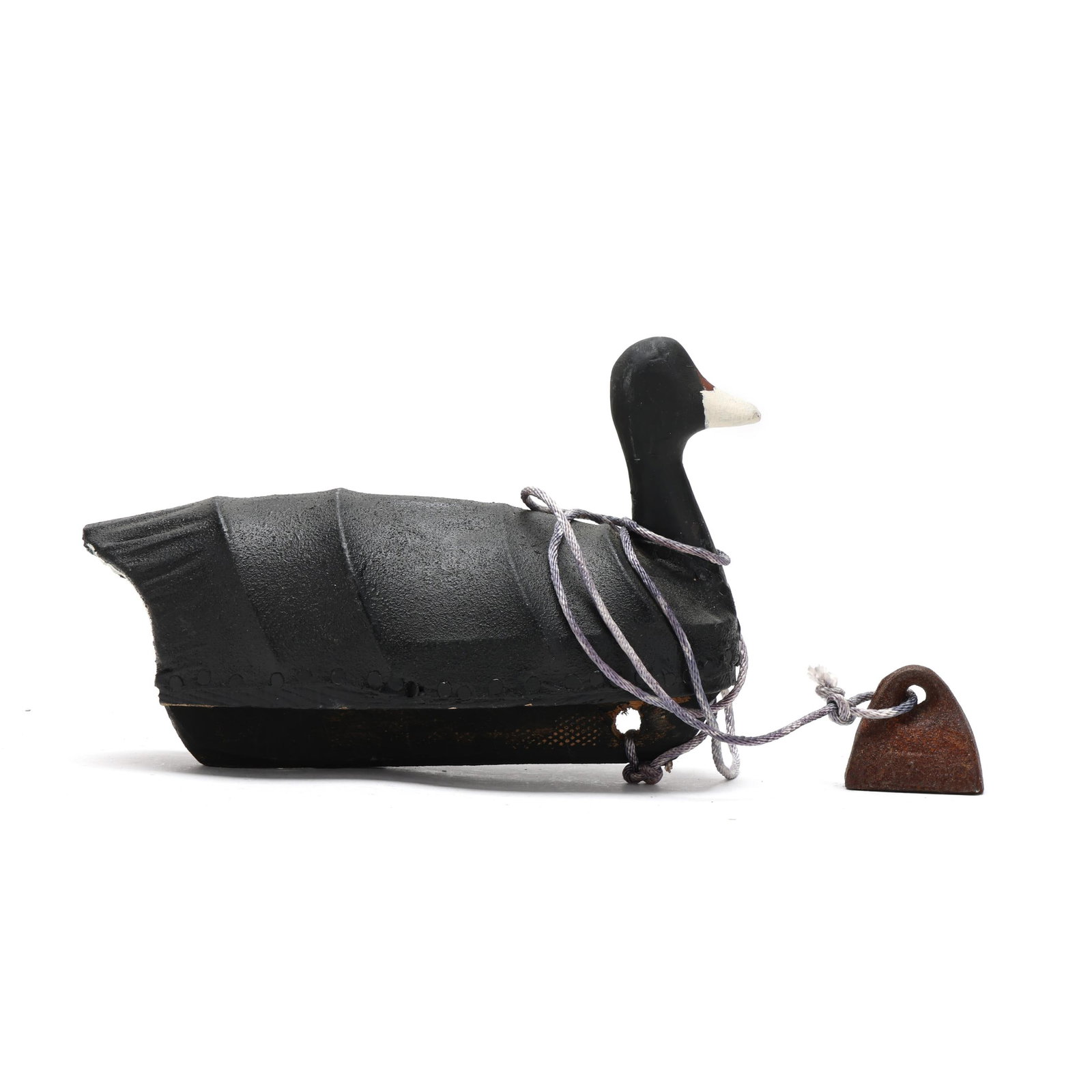 Jimmy Garret (NC, 1945-2012), Coot: Jimmy Garret (NC, 1945-2012), Coot Shawboro, North Carolina, circa 1980, painted canvas over wire construction, having the iron anchor weight, incised JG. Length 11 in. x 6.5 x 6 From a Private Collec