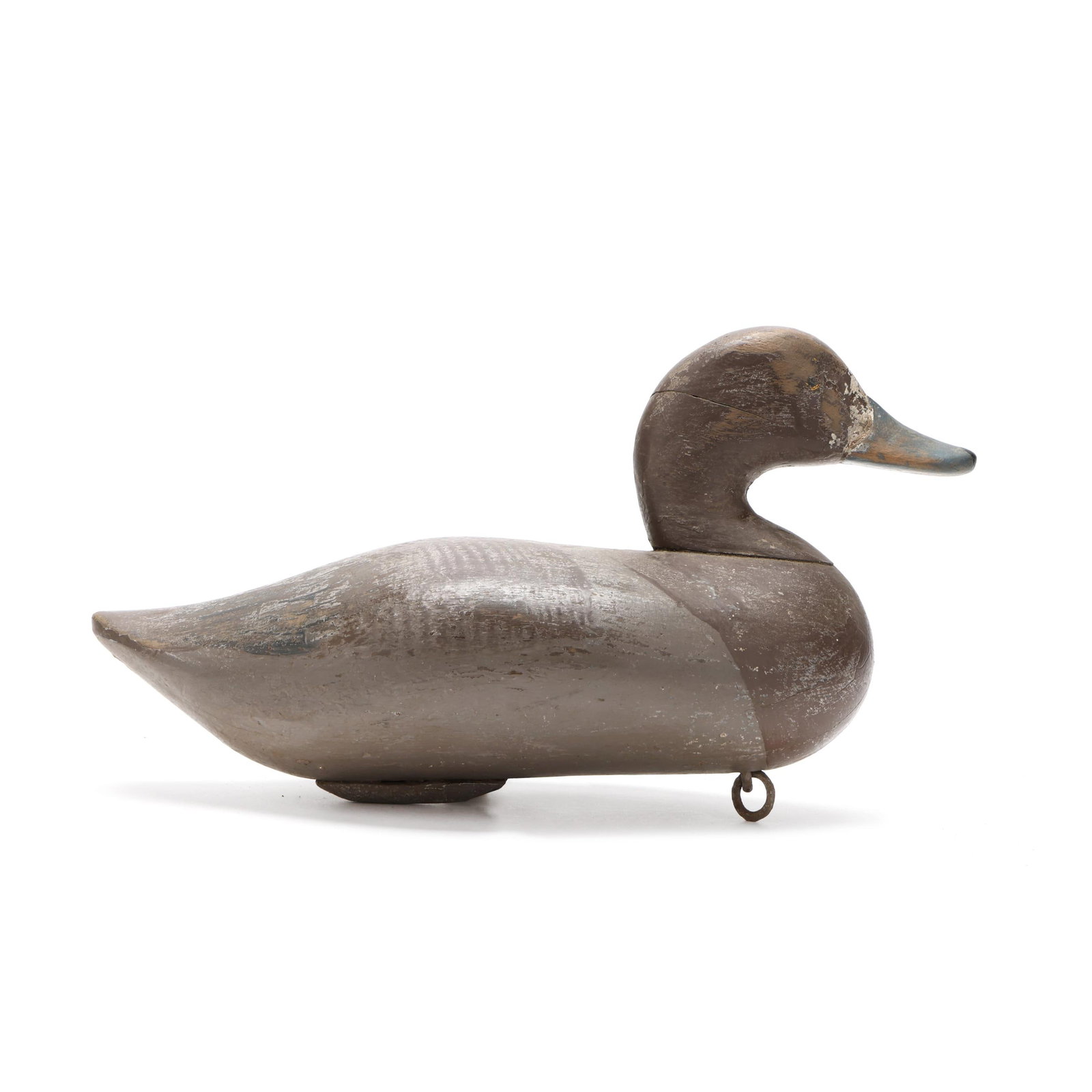 Madison Mitchell (MD, 1901-1993), Hen Bluebill: Madison Mitchell (MD, 1901-1993), Hen Bluebill Havre de Grace, Maryland, circa 1960s, carved and painted wood, unknown collectors brand in the bottom. Length 13.25 in. x 7 x 5.5 From a Private Collect