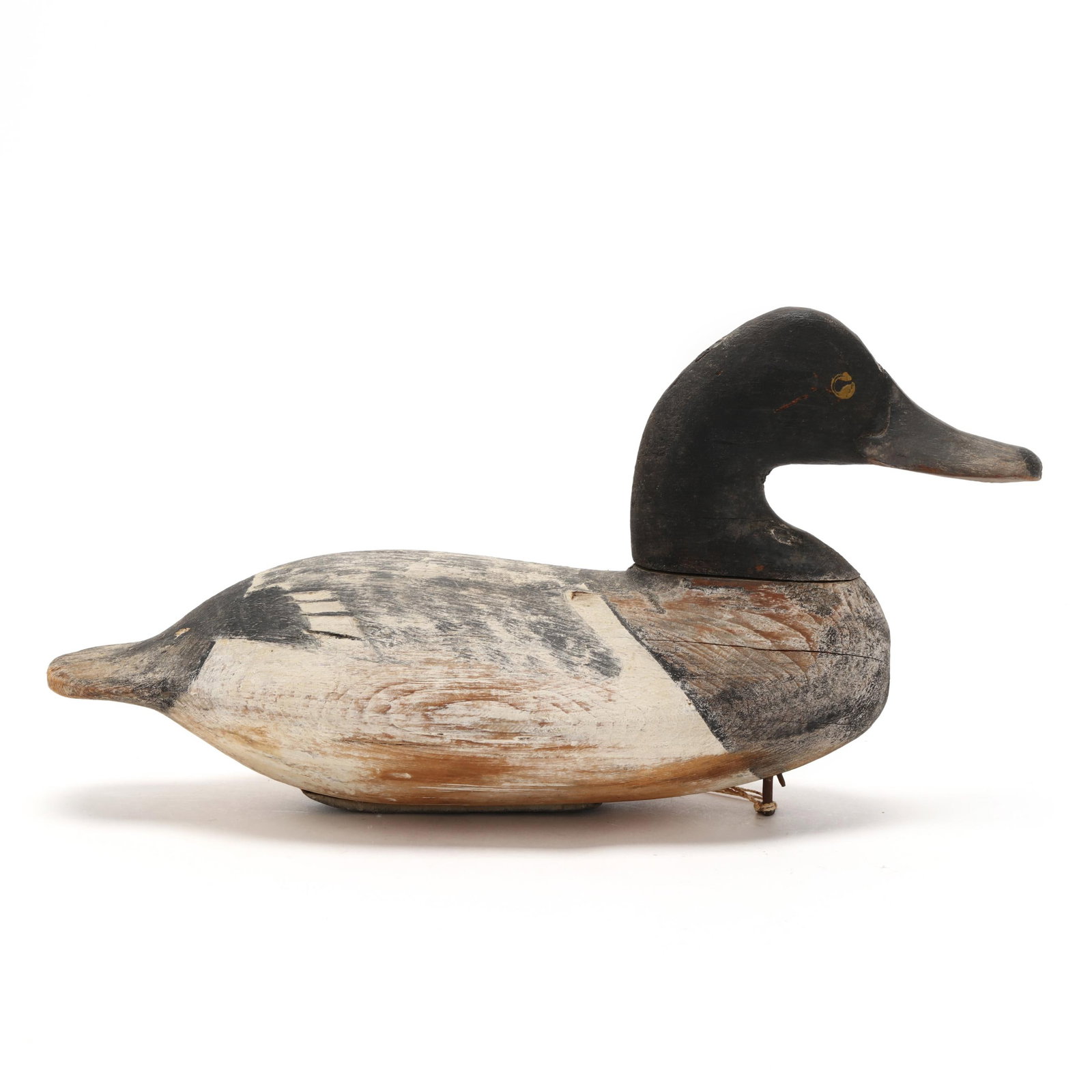 Will "Snake" Heverin (MD, 1860-1951), Bluebill: Will "Snake" Heverin (MD, 1860-1951), Bluebill Charlestown, Maryland, circa 1900, carved and painted wood, lead ballast branded JOSDCROWL Length 14 in. x 7.5 x 5 Additional high-resolution photos are 