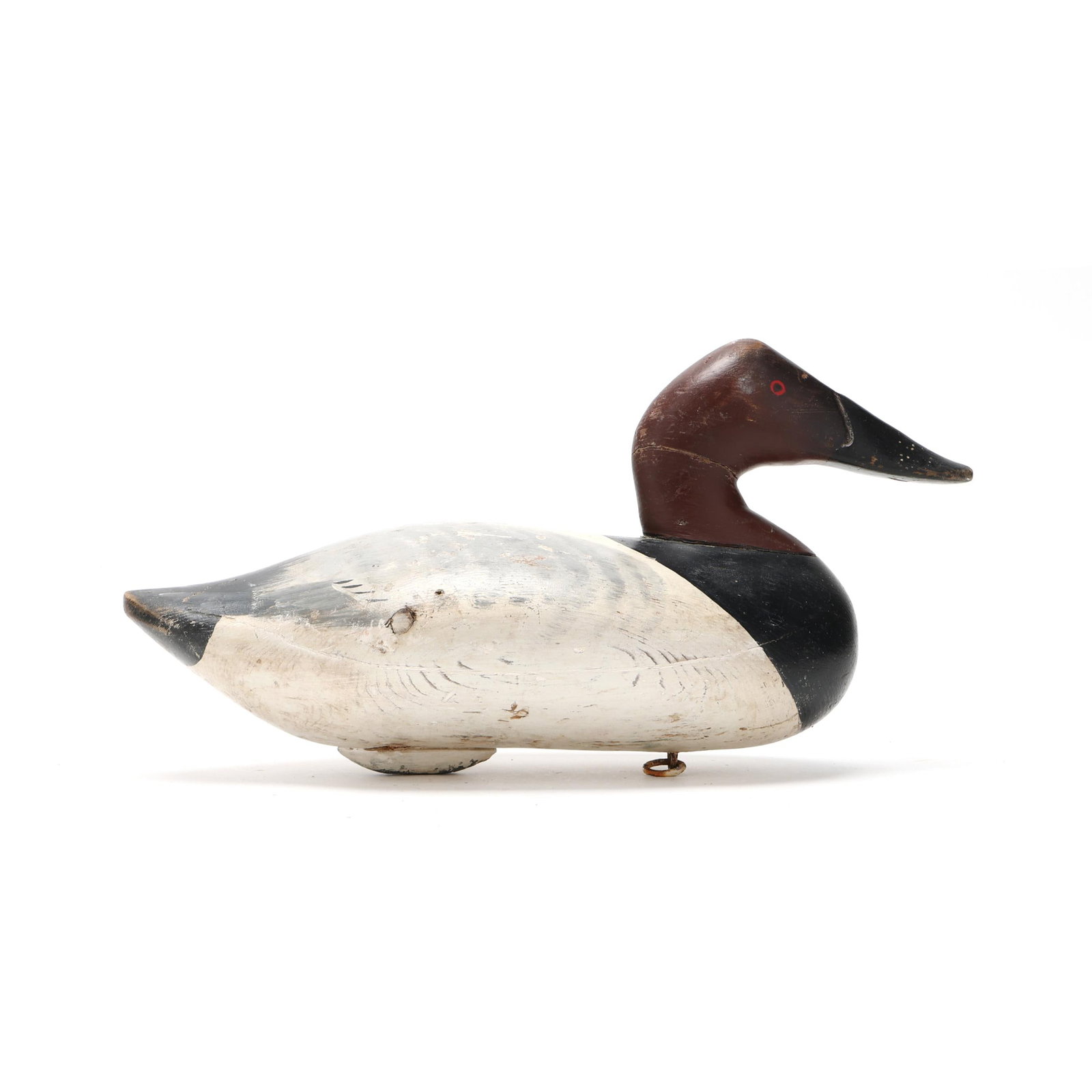 Captn Harry Jobes (MD, 1936-2019), Canvasback: Captn Harry Jobes (MD, 1936-2019), Canvasback Havre de Grace, Maryland, circa 1960s, carved and painted wood, branded OHS. Length 15 in. x 8 x 6.5 From a Private Collection donated to benefit the cons