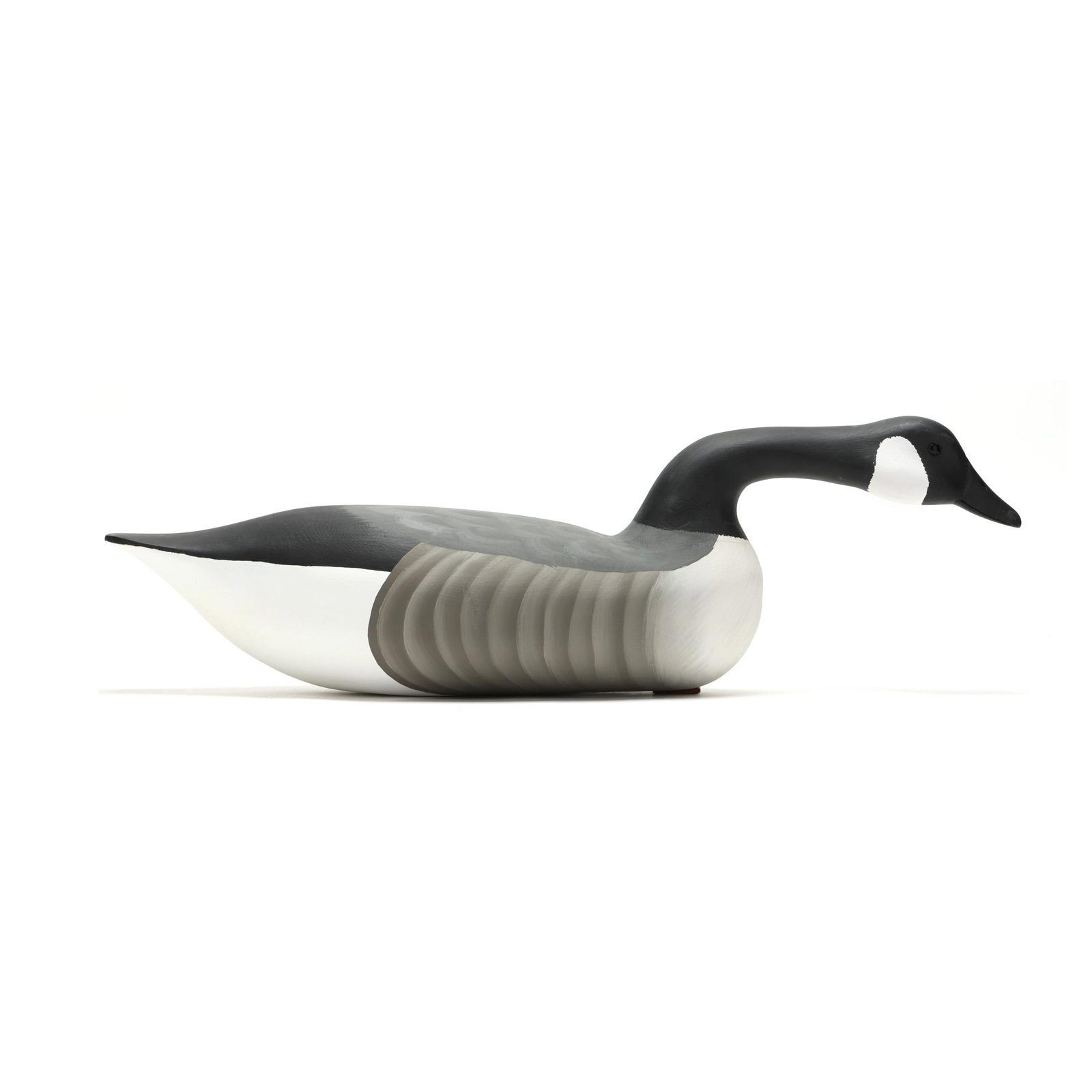 Harry V. Shourds III (NJ), Hissing Goose: Harry V. Shourds III (NJ), Hissing Goose Tuckerton, New Jersey, circa 2001, carved and painted wood, glass eyes, branded H.V. SHOURDS, signed and dated. Length 29 in. x 10 x 8 From a Private Collectio