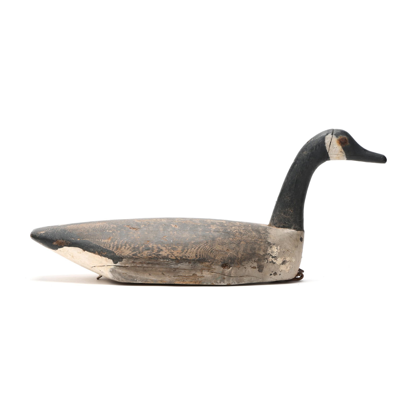 Early Prince Edward Island Goose: Early Prince Edward Island Goose Prince Edward Island, Canada, circa 1920s, carved and painted wood, tack eyes. Length 24.25 in. x 10 x 8 From a Private Collection donated to benefit the conservation