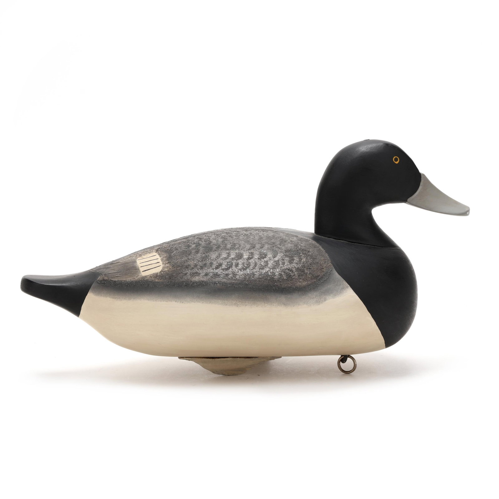 Oversized Upper Bay Bluebill: Oversized Upper Bay Bluebill Havre de Grace, Maryland, circa 1970s, carved and painted wood. Length 17 in. x 9 x 8 From a Private Collection donated to benefit the conservation efforts of Ducks