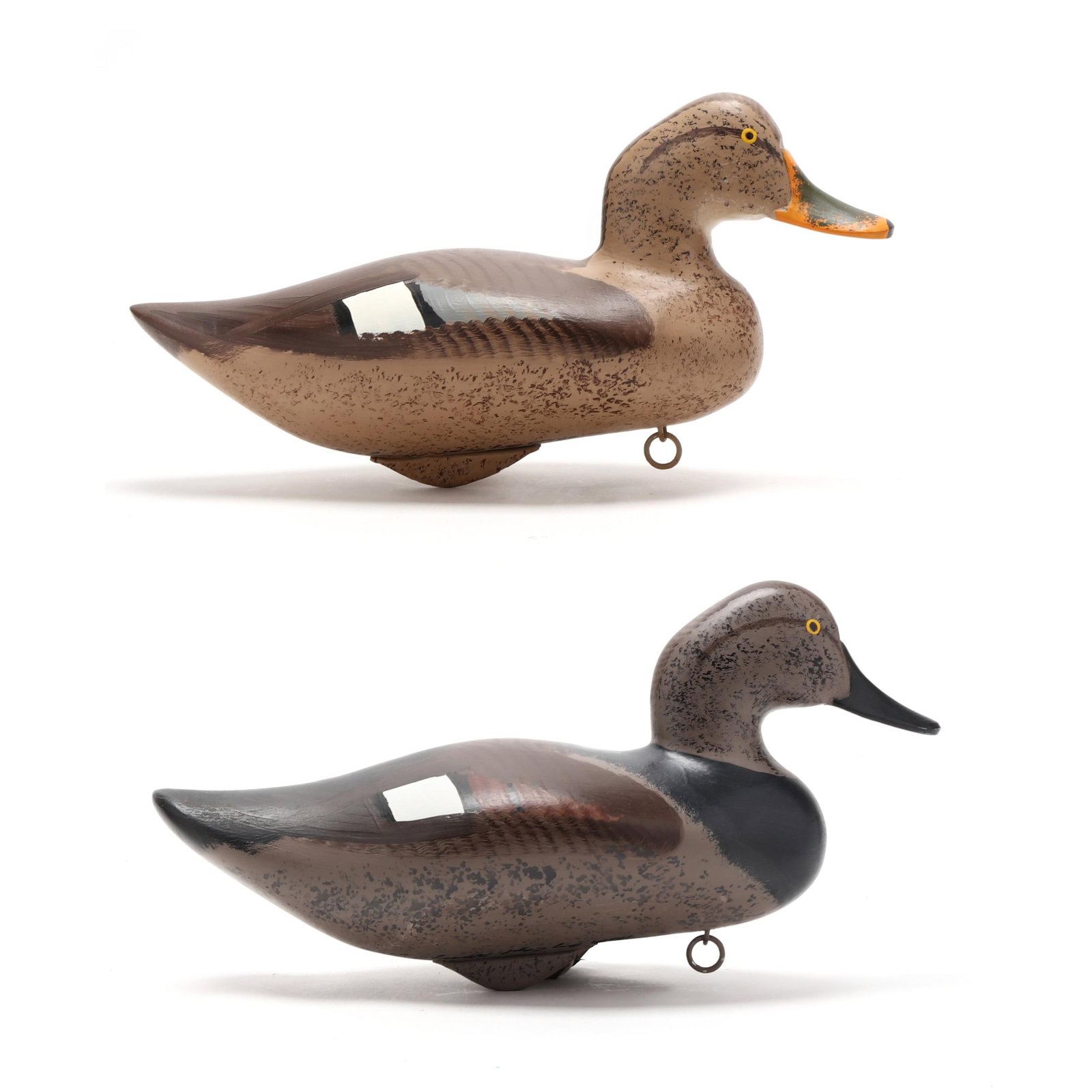 Captn Harry Jobes (MD, 1936-2019), Pair of Gadwall: Captn Harry Jobes (MD, 1936-2019), Pair of Gadwall Havre de Grace, Maryland, 1990, carved and painted wood, signed. Length 14.5 in. x 6.5 x 6.5 Additional high-resolution photos are available at www.l