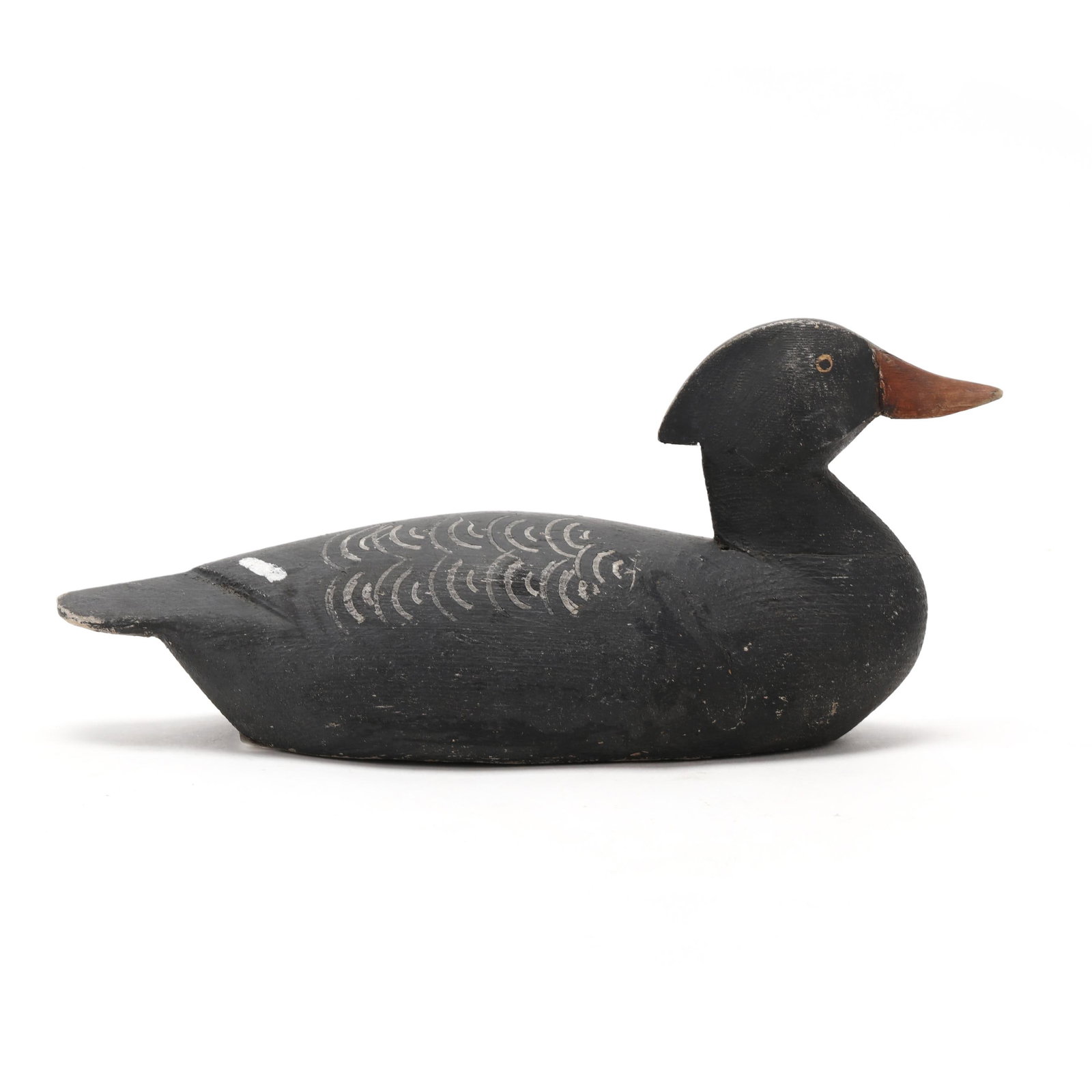 Oliver King (CA, b. 1908), Hen Merganser: Oliver King (CA, b. 1908), Hen Merganser Port Severn, Ontario, Canada, circa 1940, carved and painted wood. Length 12.5 in. x 6 x 5 Very attractive form and paint application. From a Private Collectio