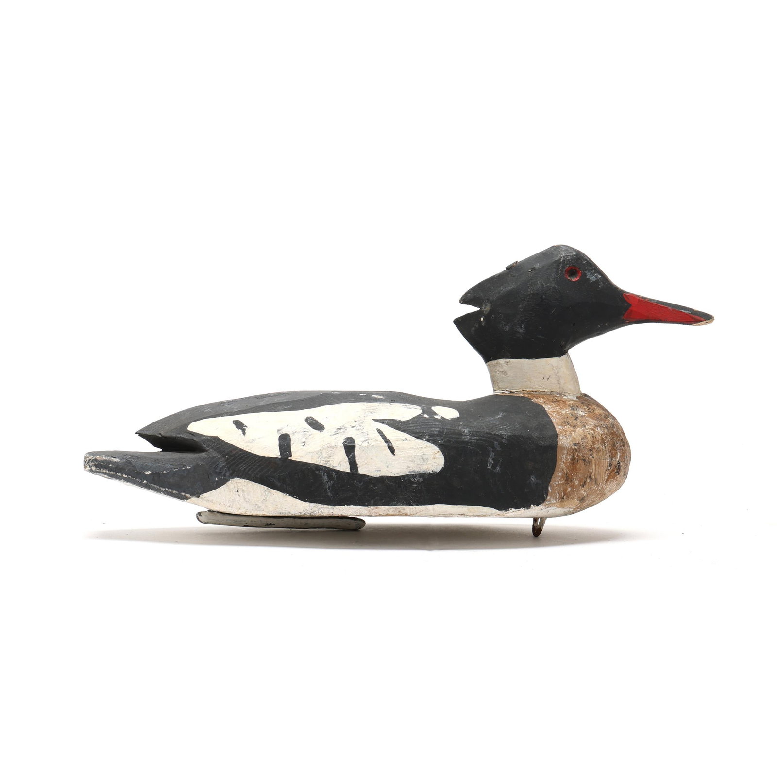 Early Red Breasted Merganser: Early Red Breasted Merganser Coastal Maine, circa 1940s, carved and painted wood. Length 15 in. x 6.5 x 6 From a Private Collection donated to benefit the conservation efforts of Ducks Unlimited,