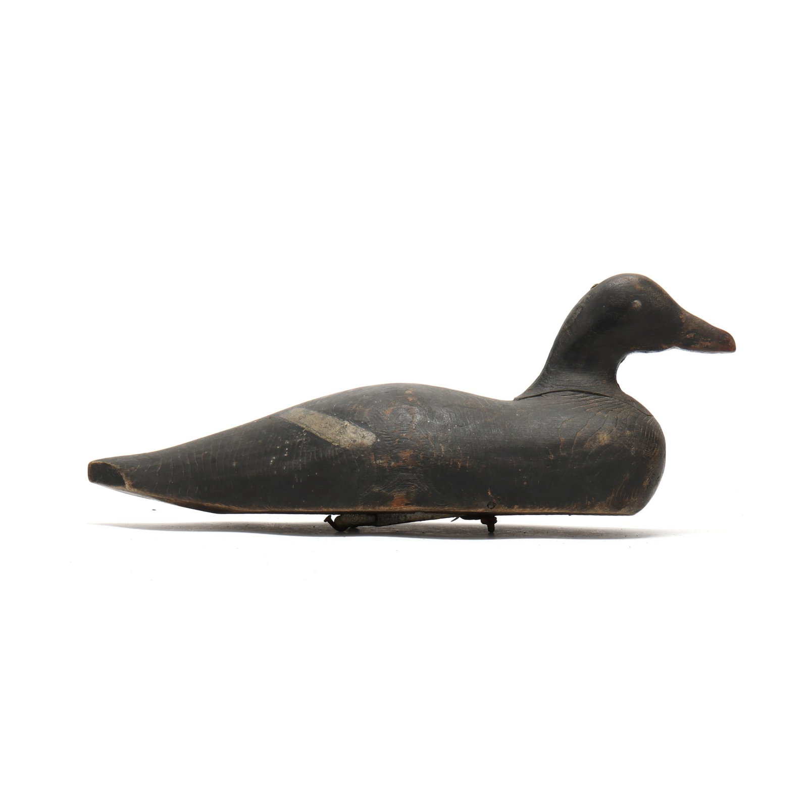 Early Maine White-Winged Scoter: Early Maine White-Winged Scoter Coastal Maine, carved and painted wood, unique ballast. Length 16.5 in. x 7 x 7 Inletted head. From a Private Collection donated to benefit the conservation efforts of