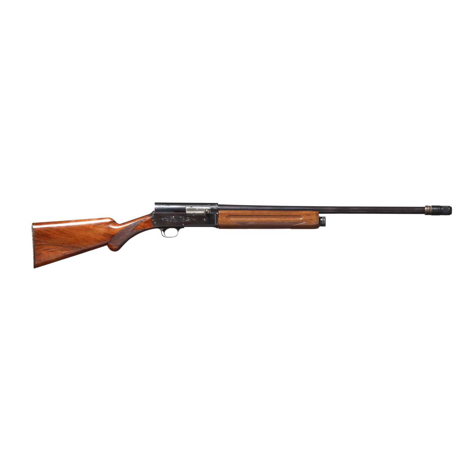 Browning A5 12ga Semi-Automatic Shotgun: Browning A5 12ga Semi-Automatic Shotgun Serial number H58896 present on belly of receiver, flight floral engraving present on receiver while surrounding BROWNING and profile engraving, text of SPECIAL