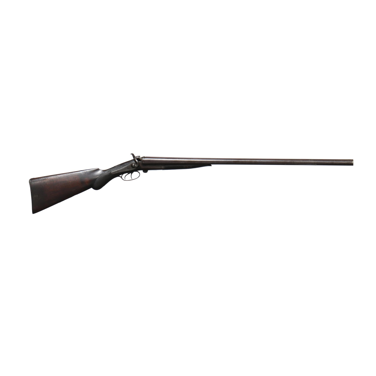 Wm. Moore Sidelever 12ga Back-Action Hammergun: Wm. Moore Sidelever 12ga Back-Action Hammergun Serial number 5007 present on water table and barrels, text of WM. MOORE & CO. present on lock plates, text of FINE LAMINATED STEEL present on 29 7/8 in.
