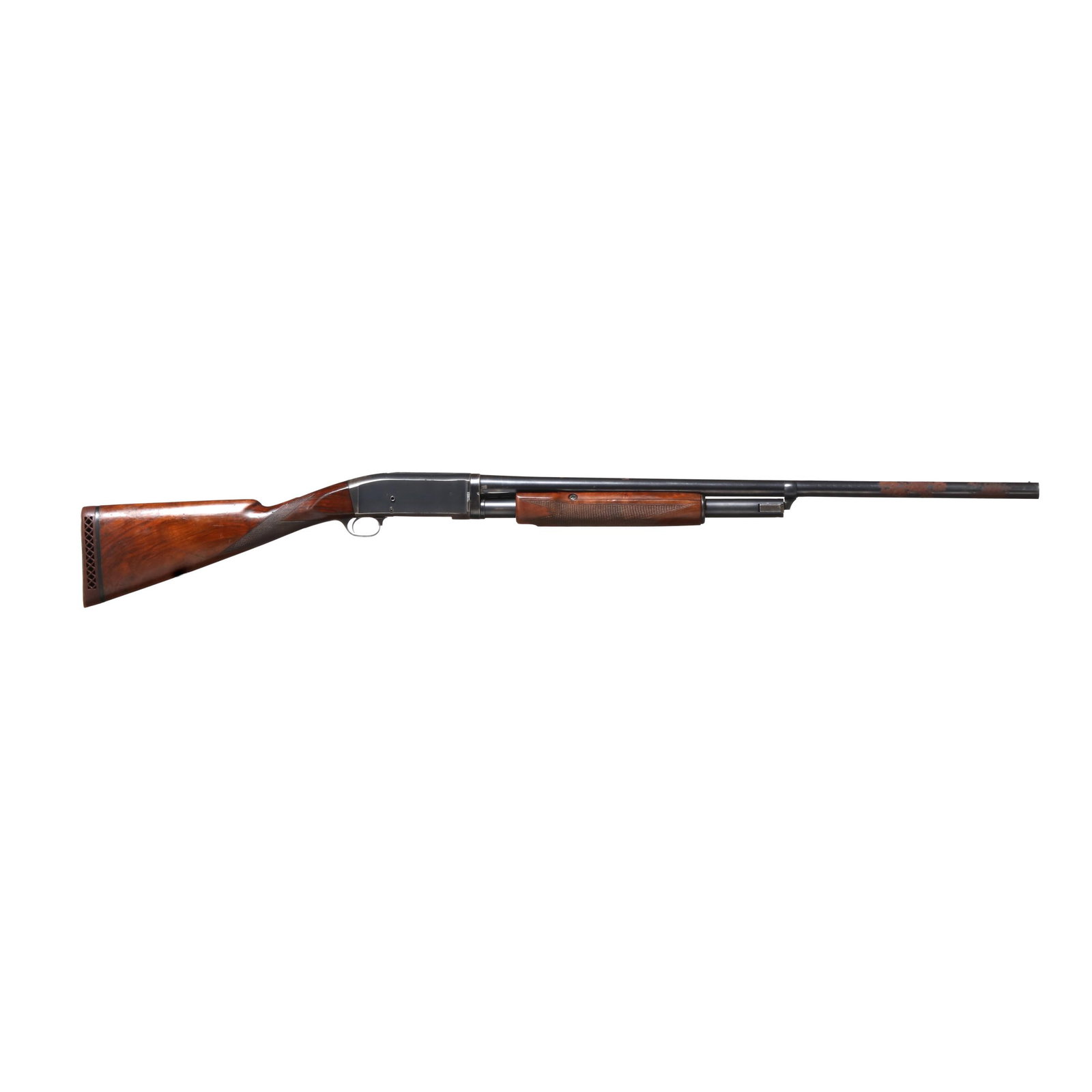 Remington Model 10 Trap Grade 12ga Pump-Action Shotgun: Remington Model 10 Trap Grade 12ga Pump-Action Shotgun Serial number 131464 present on belly of receiver, text of TRAP GRADE present on charging bar, text of FULL and MODEL 10 present on 30 in. barrel