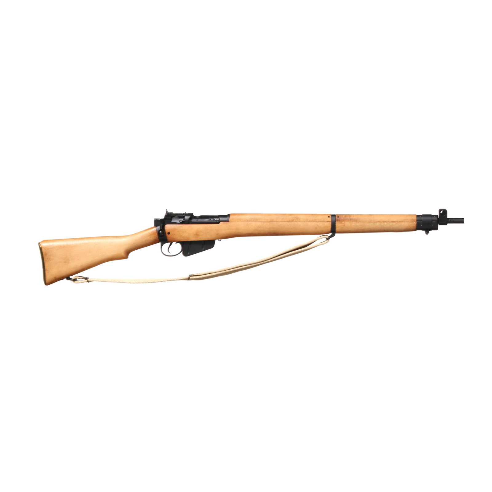 Lee Enfield No. 4 Mk 2 .303 British Bolt-Action Rifle w/ Sling: Lee Enfield No. 4 Mk 2 .303 British Bolt-Action Rifle w/ Sling Serial number UF 55 A 976 and markings NO.4 MK2 present on left side of receiver, partial serial number A976 present on detachable box ma