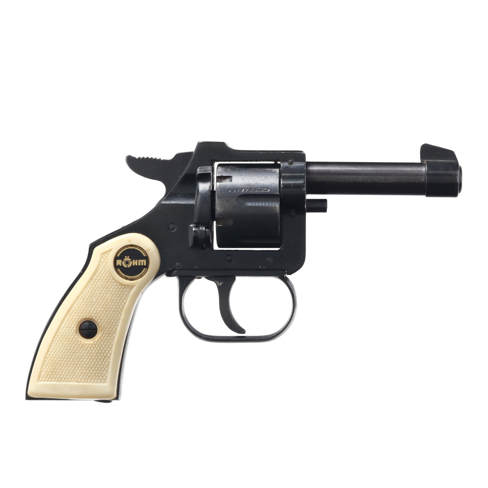 Rohm RG-10 .22 Short Revolver w/ Factory Box: Rohm RG-10 .22 Short Revolver w/ Factory Box Serial number 699589 present on frame, cylinder and 2 1/2 in. barrel, text of MADE IN GERMANY present on barrel, text of GERMANY present on cylinder, text 