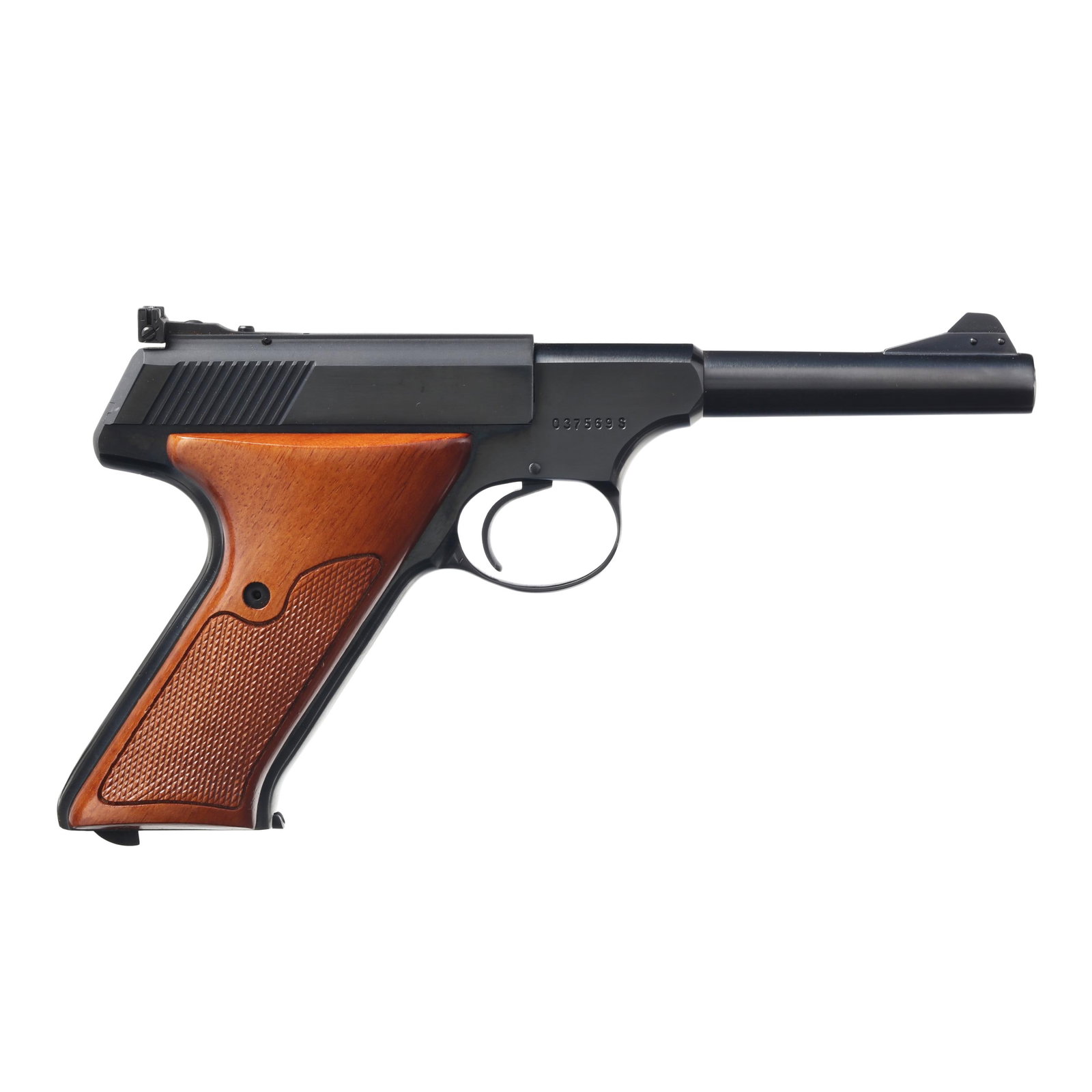 Colt Woodsman Sport Model .22 Rimfire Semi-Automatic Pistol w/ Factory Box & Documents: Colt Woodsman Sport Model .22 Rimfire Semi-Automatic Pistol w/ Factory Box & Documents Serial number 037569S present on right side of frame, text of COLT AUTOMATIC CAL. 22 LONG RIFLE present on left s