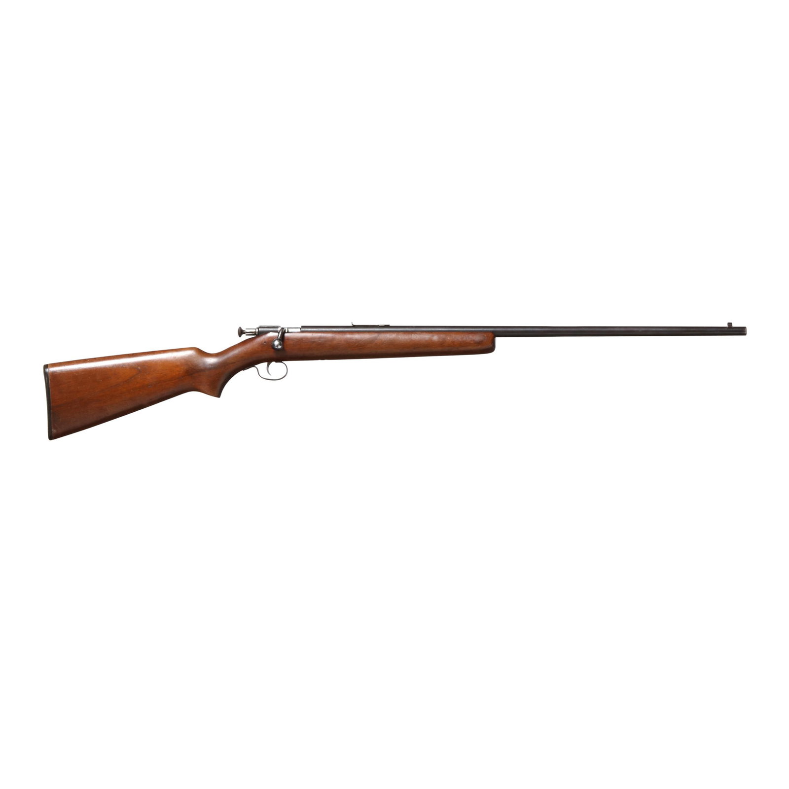 Winchester Model 67 .22 Rimfire Single-Shot Bolt-Action Rifle: Winchester Model 67 .22 Rimfire Single-Shot Bolt-Action Rifle No visible serial number (NVS), text of WINCHESTER MODEL 67 .22 SHORT LONG AND LONG RIFLE present on 27 in. barrel with adjustable rear si