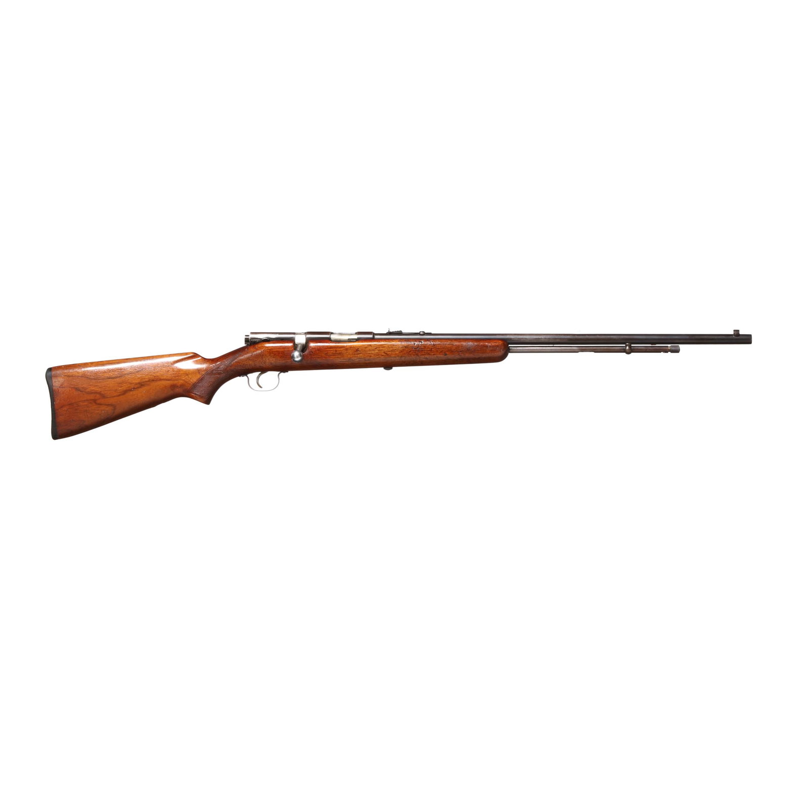 Savage Arms Model 5 .22 Rimfire Bolt-Action Rifle: Savage Arms Model 5 .22 Rimfire Bolt-Action Rifle No visible serial number (NVS), text of SAVAGE MODEL 5 and .22 SHORT LONG OR LONG RIFLE present on 24 in. barrel with adjustable rear sight and doveta
