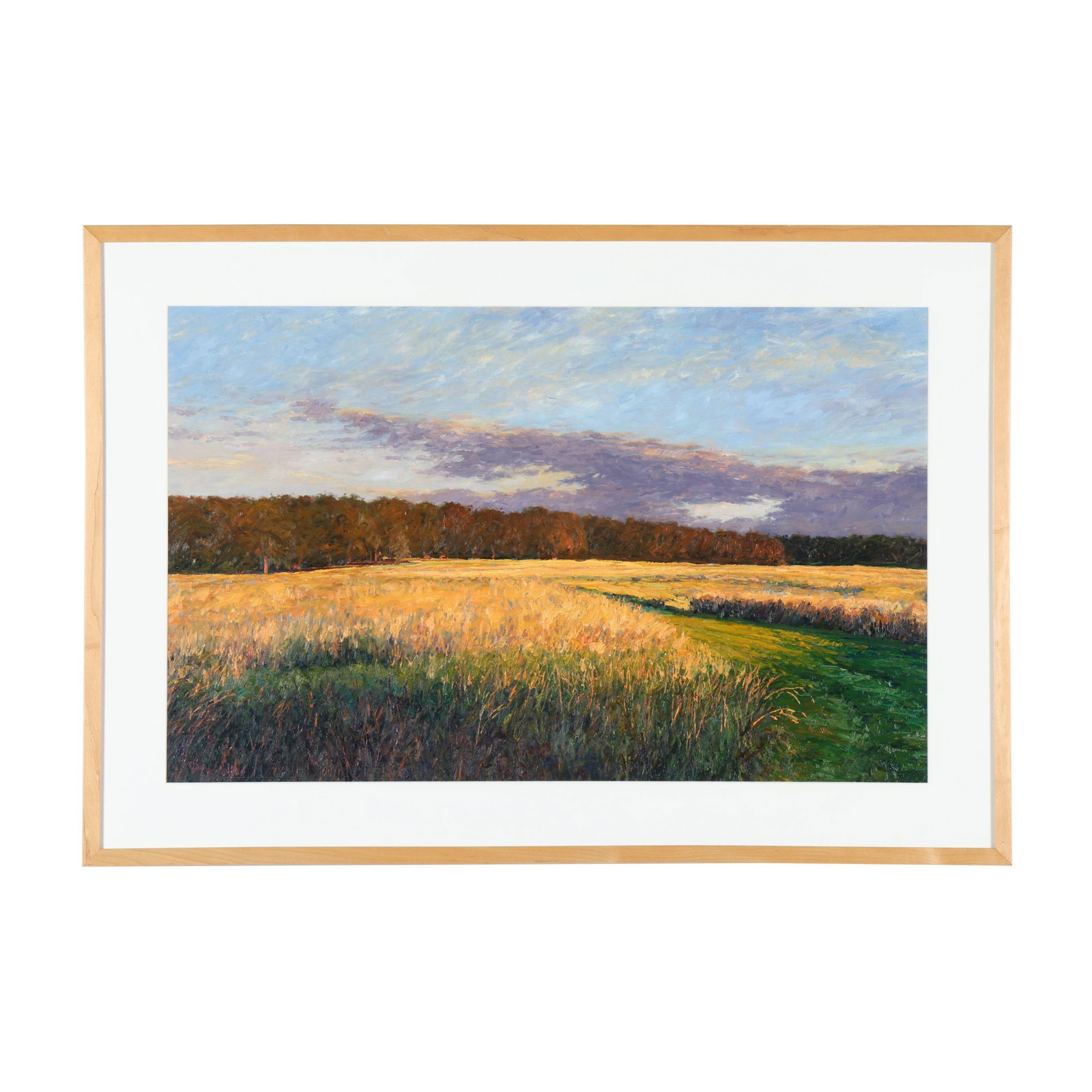 Gary Bowling (American, b. 1948), Field in Afternoon Light: Gary Bowling (American, b. 1948), Field in Afternoon Light oil on paper, signed at lower left, matted and framed below glass. Sight size 24 x 38 in.; Frame dimensions 32 1/4 x 46 1/2 in. Gary Bowling 