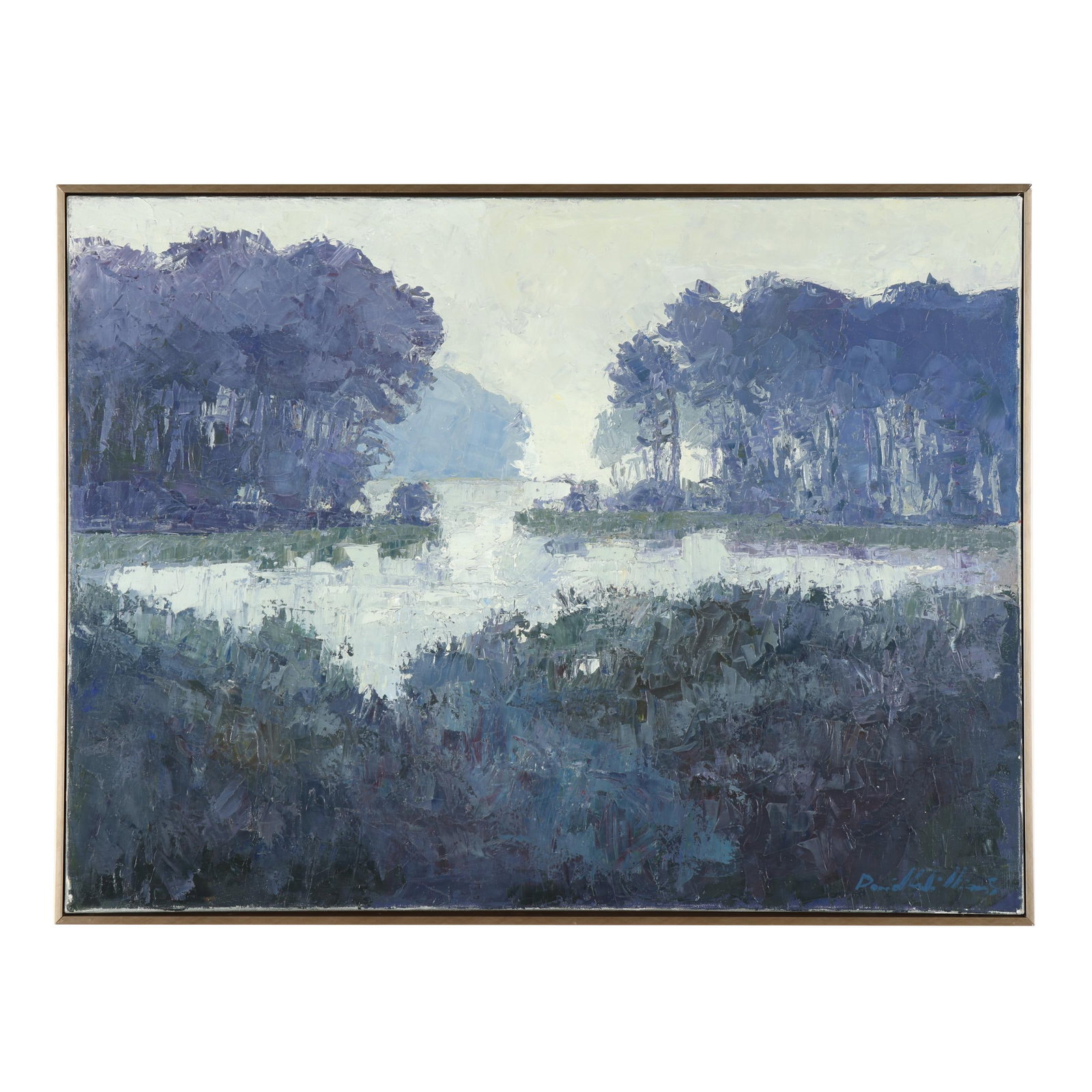 David A. Williams (American, b. 1969), Solitude: David A. Williams (American, b. 1969), Solitude oil on canvas, signed at lower right, inscribed to the verso, framed. Stretcher size 30 1/2 x 40 in.; Frame dimensions 31 x 41 in. Born in Washington, D
