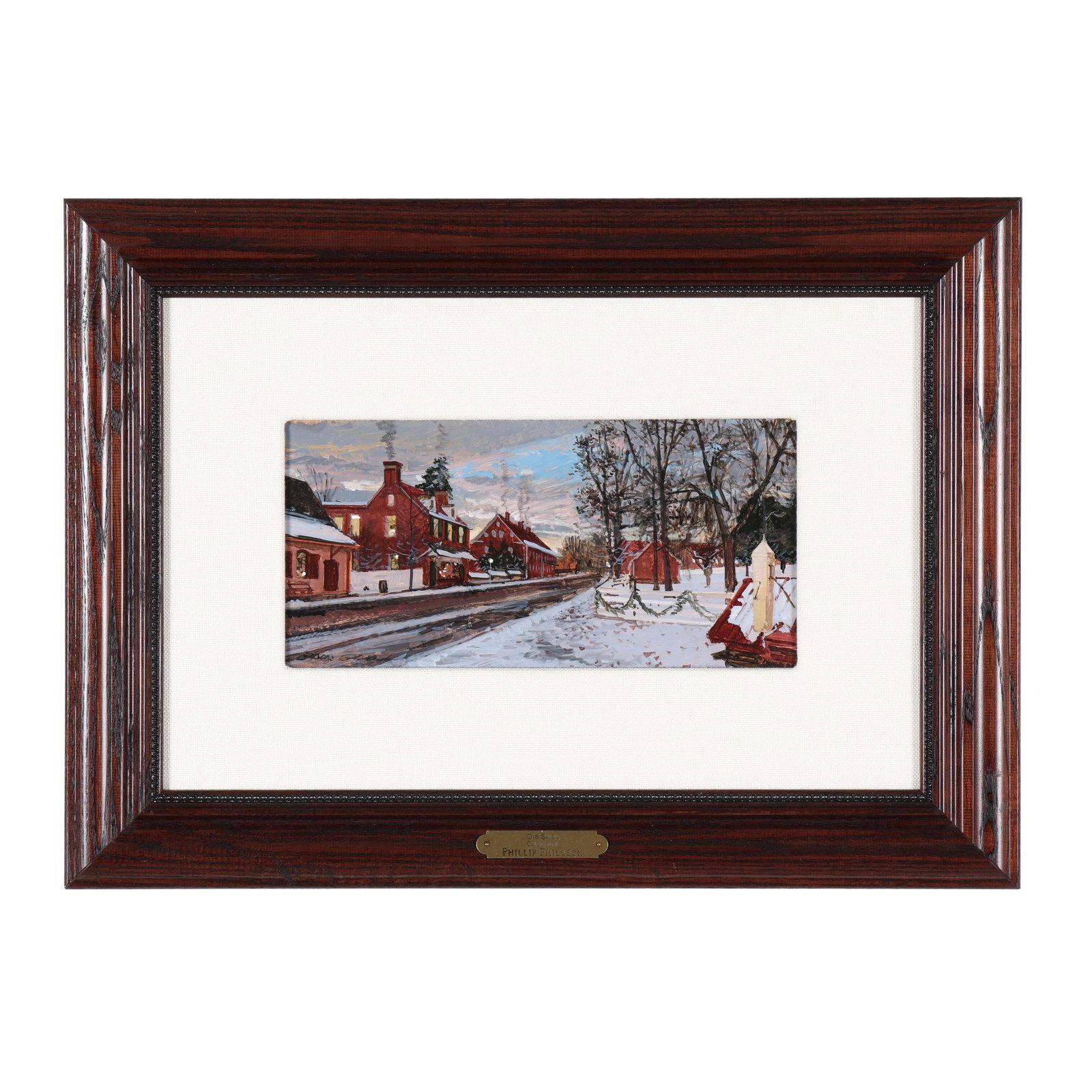 Phillip Philbeck (American, b. 1968), Old Salem - Color Study: Phillip Philbeck (American, b. 1968), Old Salem - Color Study acrylic on wood panel, 2010, signed at lower right, framed with gallery plaque. Panel 6 x 12 in.; Frame dimensions 15 3/4 x 21 3/4 in. Phi