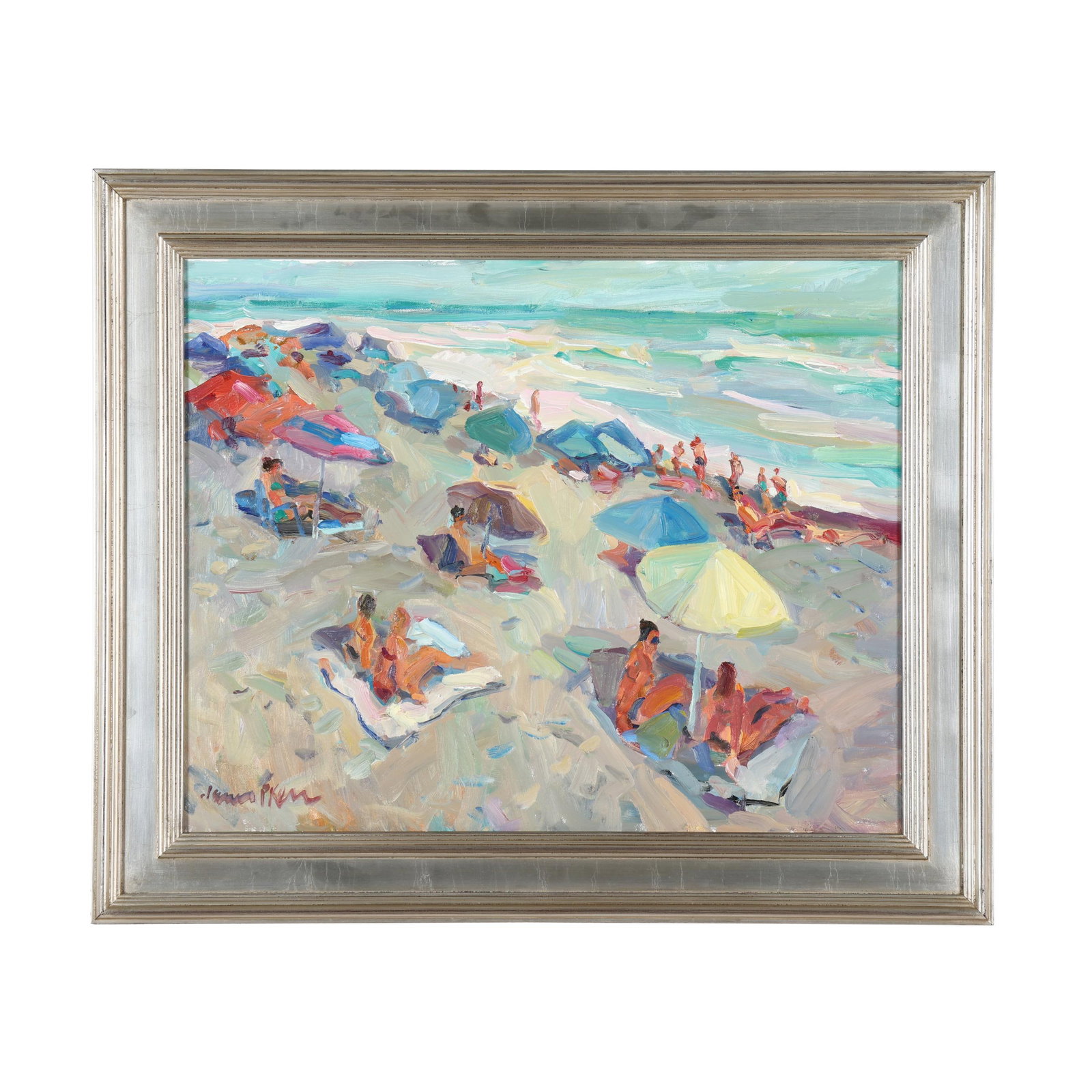 James P. Kerr (American, b. 1953), Best Friends: James P. Kerr (American, b. 1953), Best Friends oil on cotton canvas, signed at lower left, inscribed to verso, framed. Stretcher size 24 x 30 in.; Frame dimensions 31 x 37 in. Born in Buffalo, New Yo