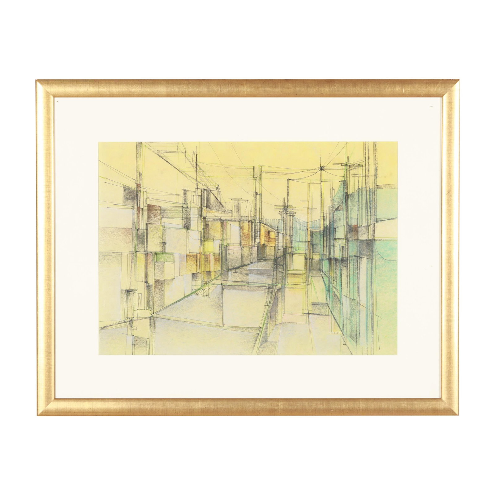 Joe Cox (American, 1915-1997), Split Yellow: Joe Cox (American, 1915-1997), Split Yellow watercolor on paper, 1974, signed and dated "Joe Cox '74" at lower right, matted and framed under glass. Sight size 16 x 22 1/2 in.; Frame dimensions 25 1/2