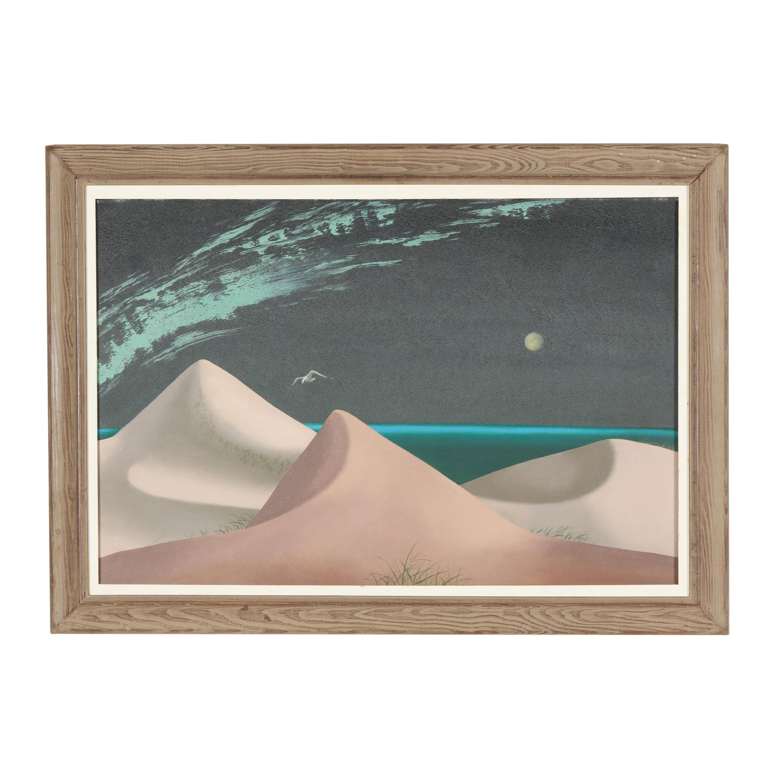 Virginia Berresford (American, 1902-1995), Dunes: Virginia Berresford (American, 1902-1995), Dunes oil on canvas, 1940s, signed "Berresford" at lower right, inscribed to verso, presented in a period frame. Stretcher size 20 x 30 in.; Frame dimensions