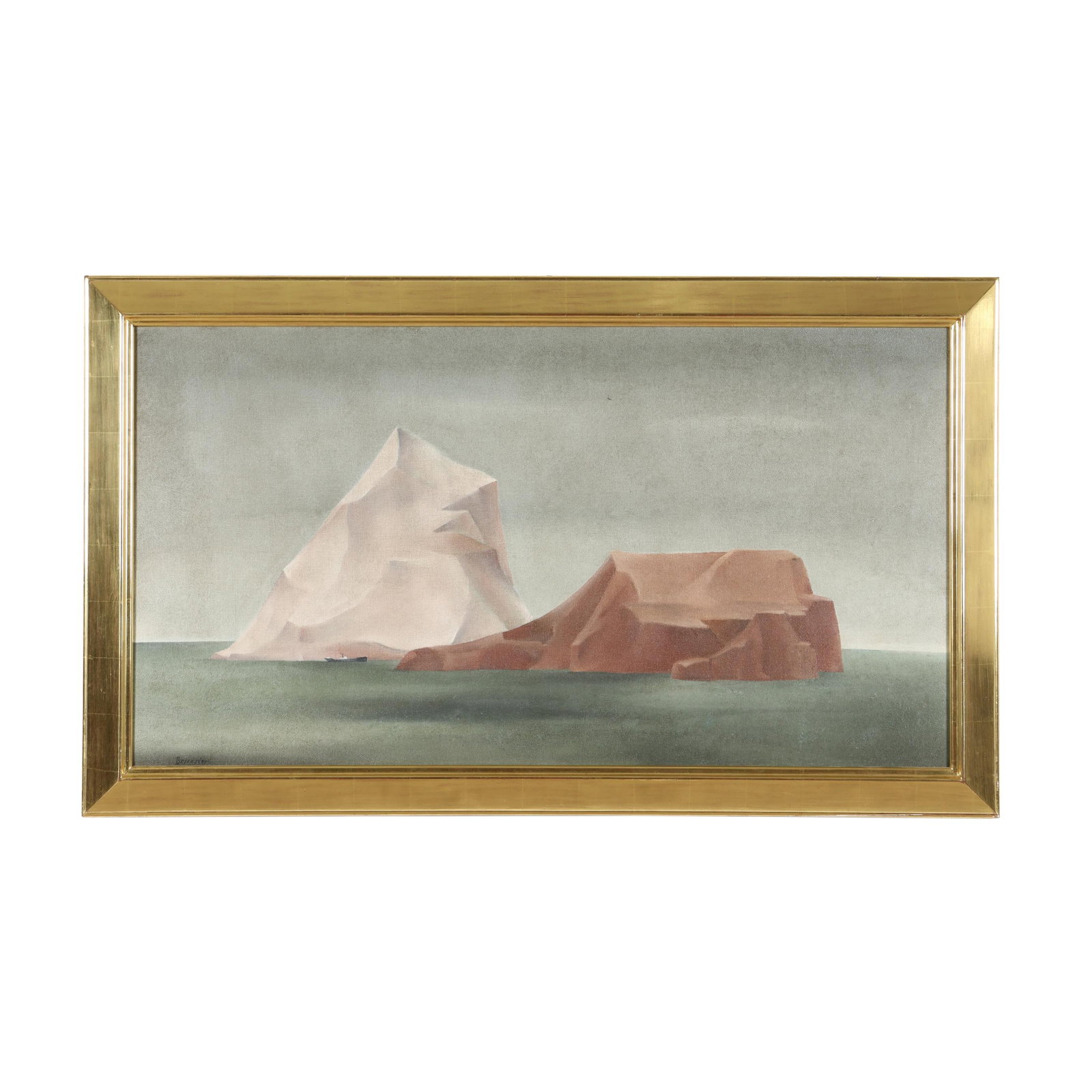 Virginia Berresford (American, 1902-1995), Glacier: Virginia Berresford (American, 1902-1995), Glacier oil on canvas (lined), circa 1933, signed "Berresford" at lower left, retaining A.C.A. Galleries label to the verso, presented in a later gold leaf f