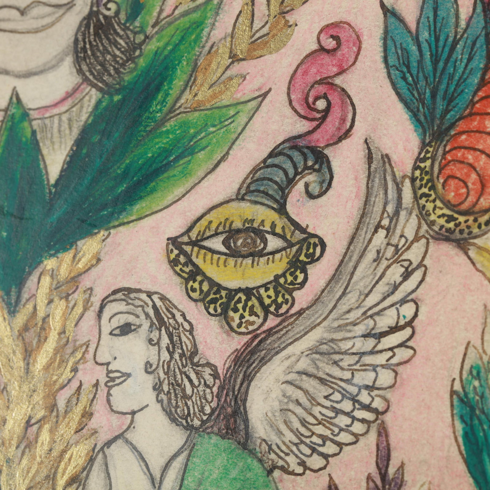 Minnie Evans (American, 1892-1987), Untitled (angel crowned by angels and eyes) - 6