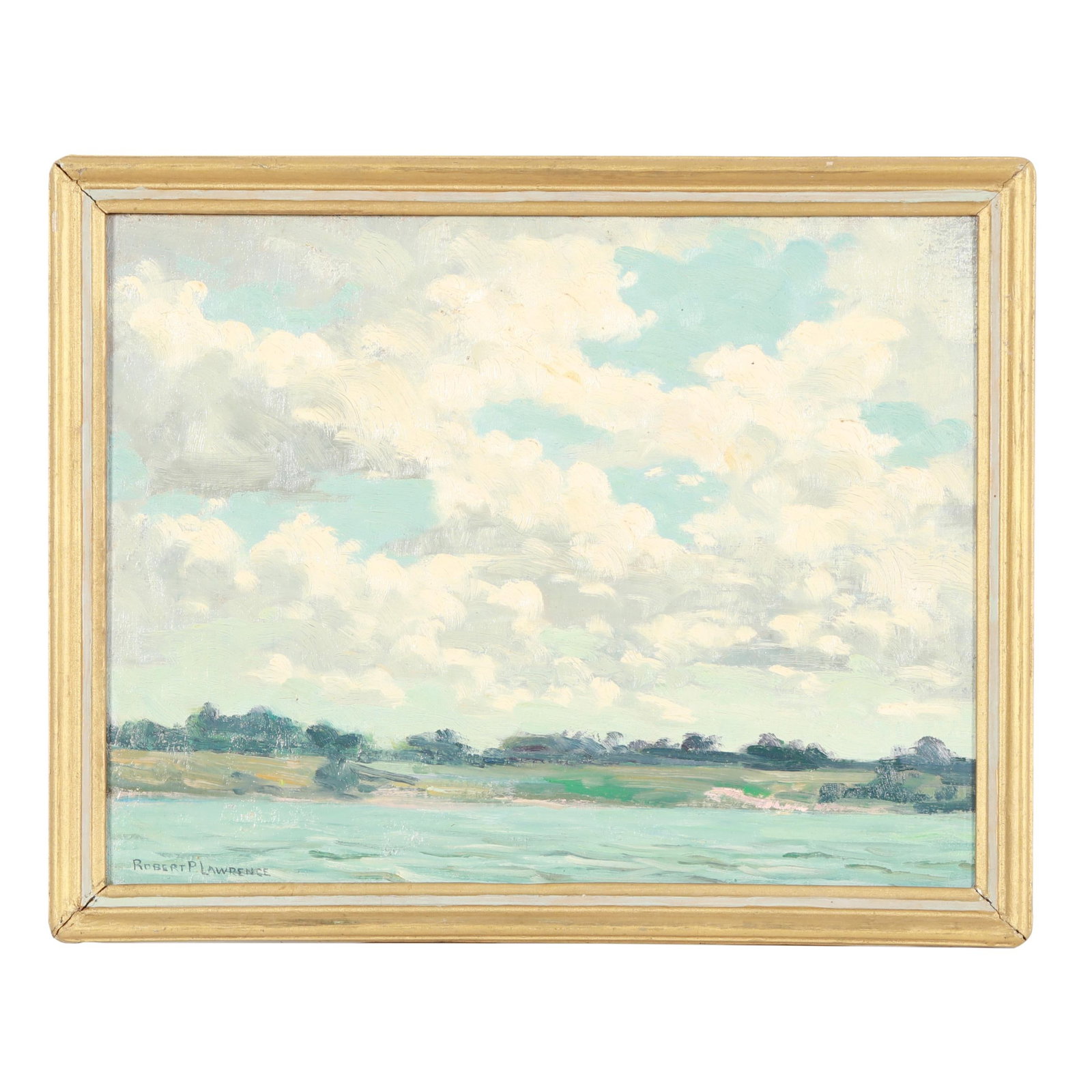 Robert Pearson Lawrence (American, 1883-1970), Change of Wind: Robert Pearson Lawrence (American, 1883-1970), Change of Wind oil on canvas board, signed "Robert P. Lawrence" at lower left, inscribed to verso, framed. Canvas Board 12 x 16 in.; Frame dimensions 13 