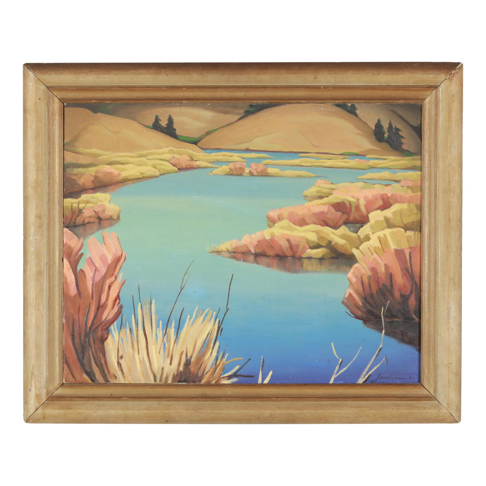 Oscar B. Jacobson (Swedish American, 1882-1966), Western Landscape: Oscar B. Jacobson (Swedish American, 1882-1966), Western Landscape oil on canvas, 1944, signed and dated "Jacobson 44" at lower right, inscribed "44-3" to verso, presented in a period frame. Stretcher