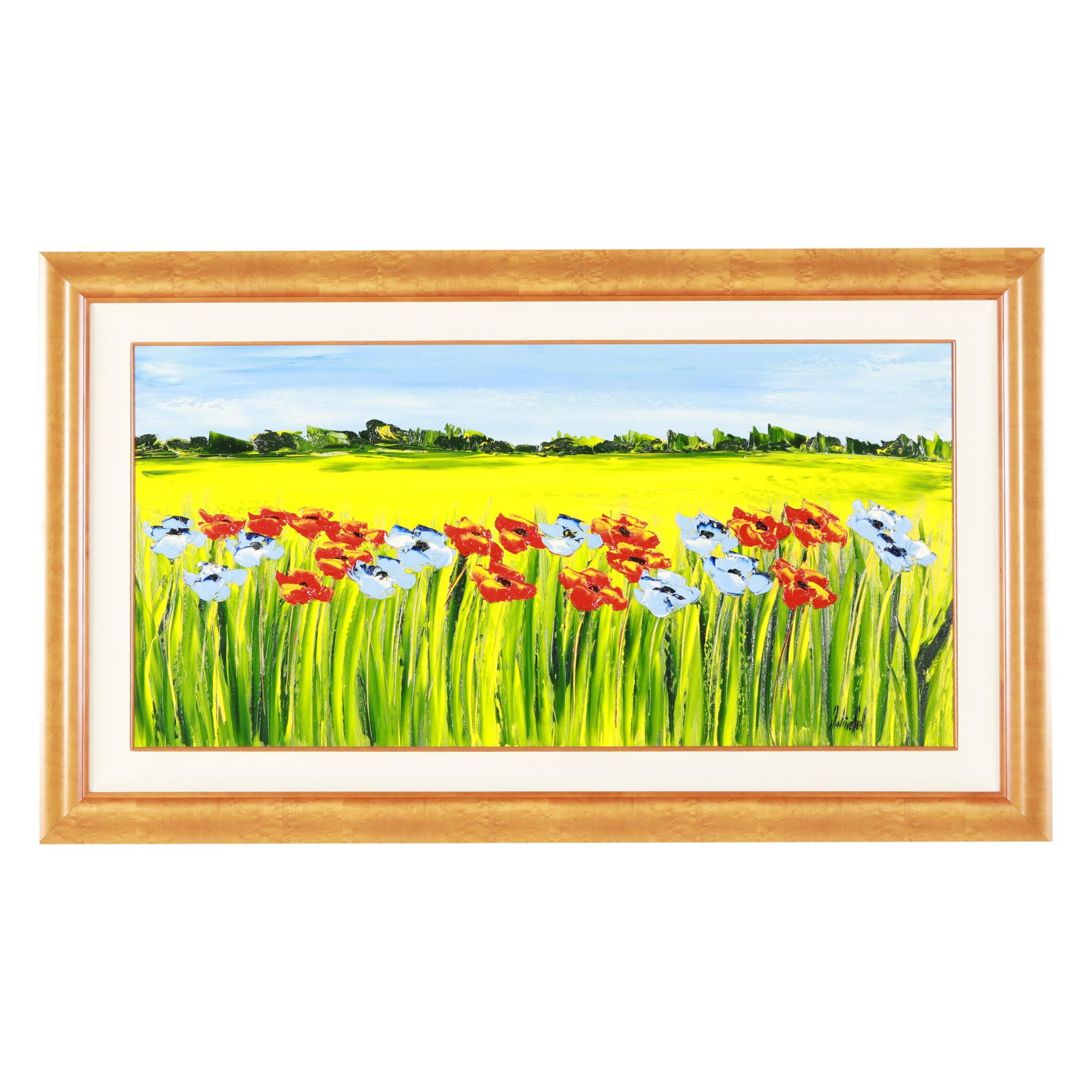 JalinePol (French, b. 1946), Si Simplement Belles: JalinePol (French, b. 1946), Si Simplement Belles (So Simply Beautiful), oil on canvas, circa 2008, signed at lower right, inscribed to the verso, framed. Stretcher size 24 x 48 in.; Frame dimensions 