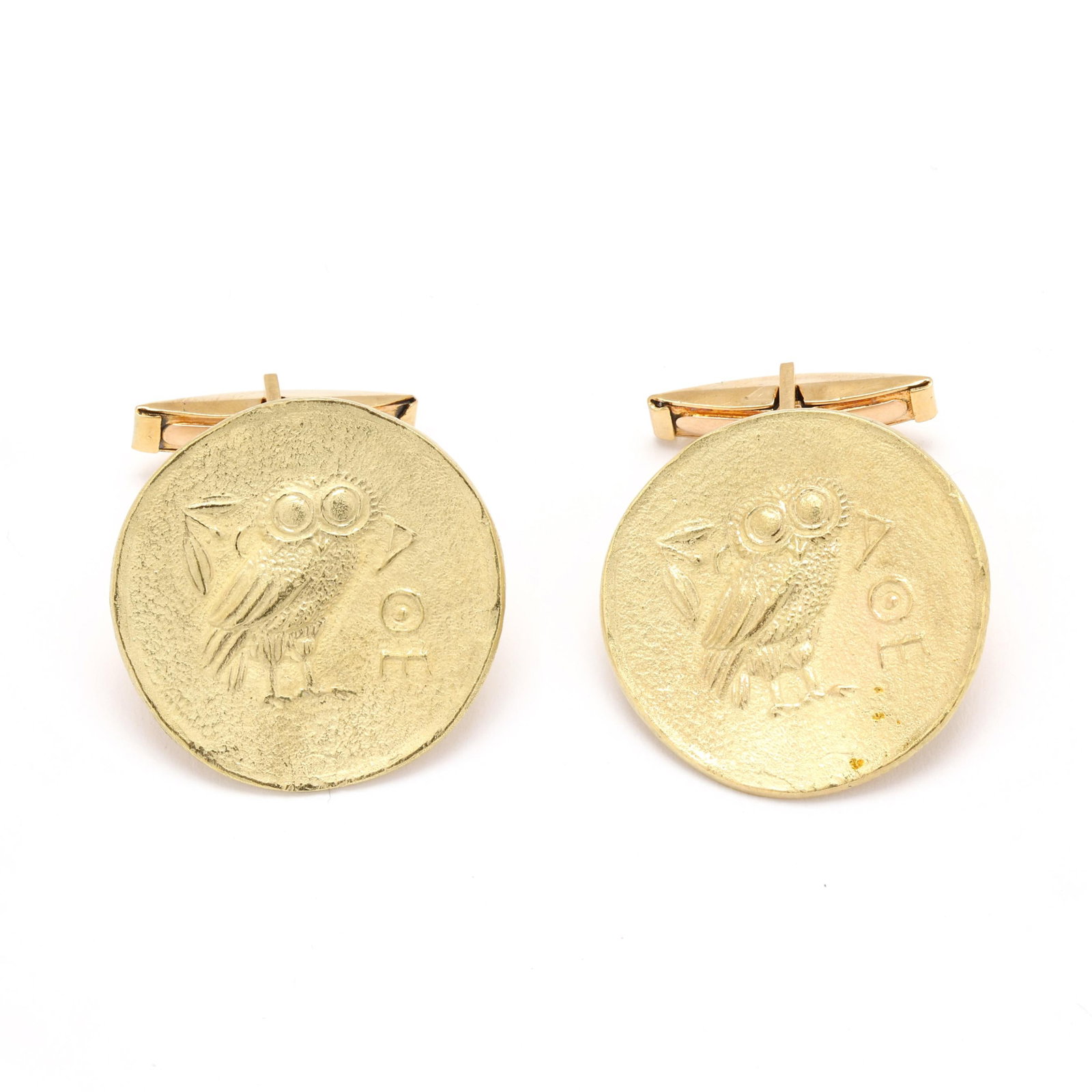 Gold Cufflinks in the Design of an Ancient Greek Tetradrachm, Greece (1 of 2)