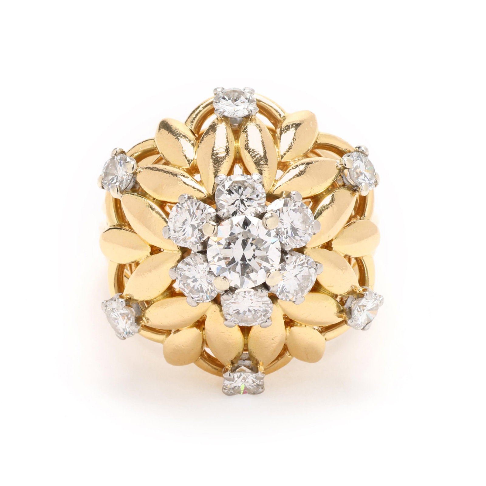 Vintage Gold and Diamond Floral Motif Dome Ring, Bulgari (1 of 5)