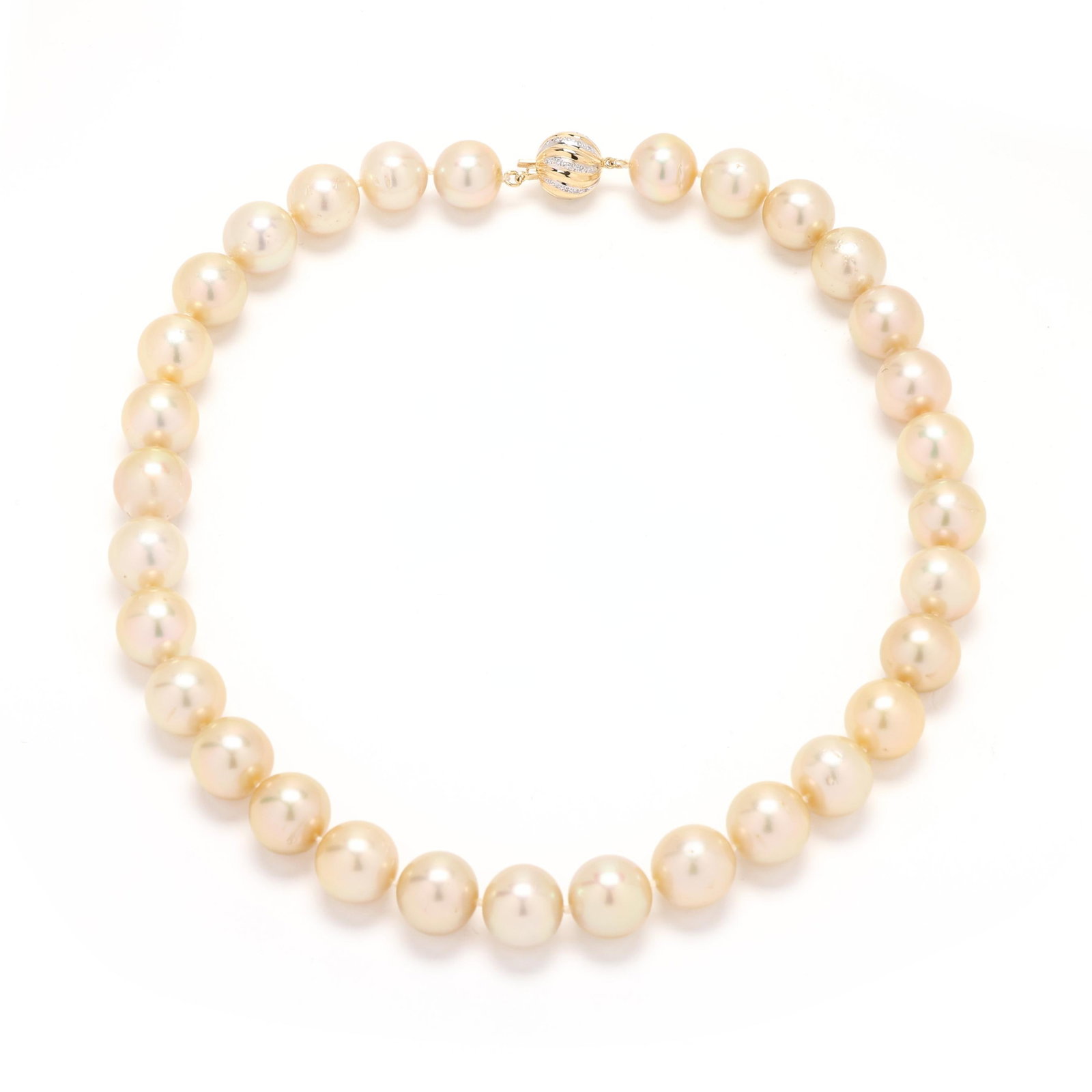 Graduated South Sea Pearl Necklace with Gold and Diamond Clasp (1 of 4)